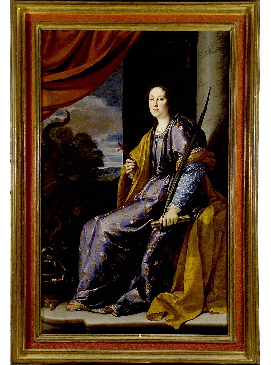 ritratto di Margherita de'Medici come Santa Margherita d'Antiochia (dipinto) di Suttermans Giusto (sec. XVII)