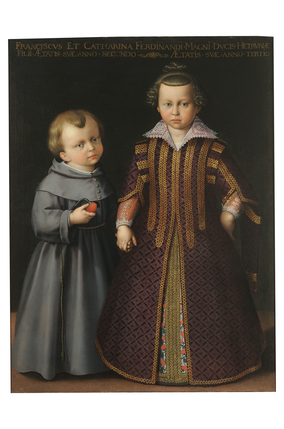 ritratti di Francesco e Caterina de' Medici bambini (dipinto) di Allori Cristofano (fine sec. XVI)