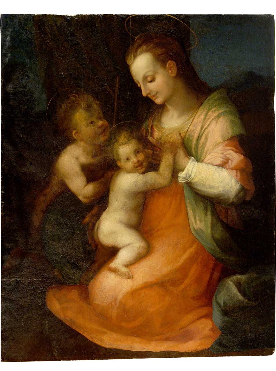 Madonna con Bambino e San Giovannino (dipinto) - ambito fiorentino (secondo quarto sec. XVI)