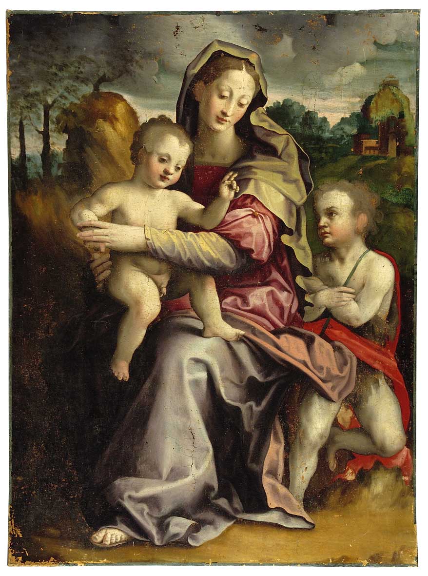 Madonna con Bambino e San Giovannino (dipinto) di Michele di Ridolfo del Ghirlandaio (terzo quarto sec. XVI)