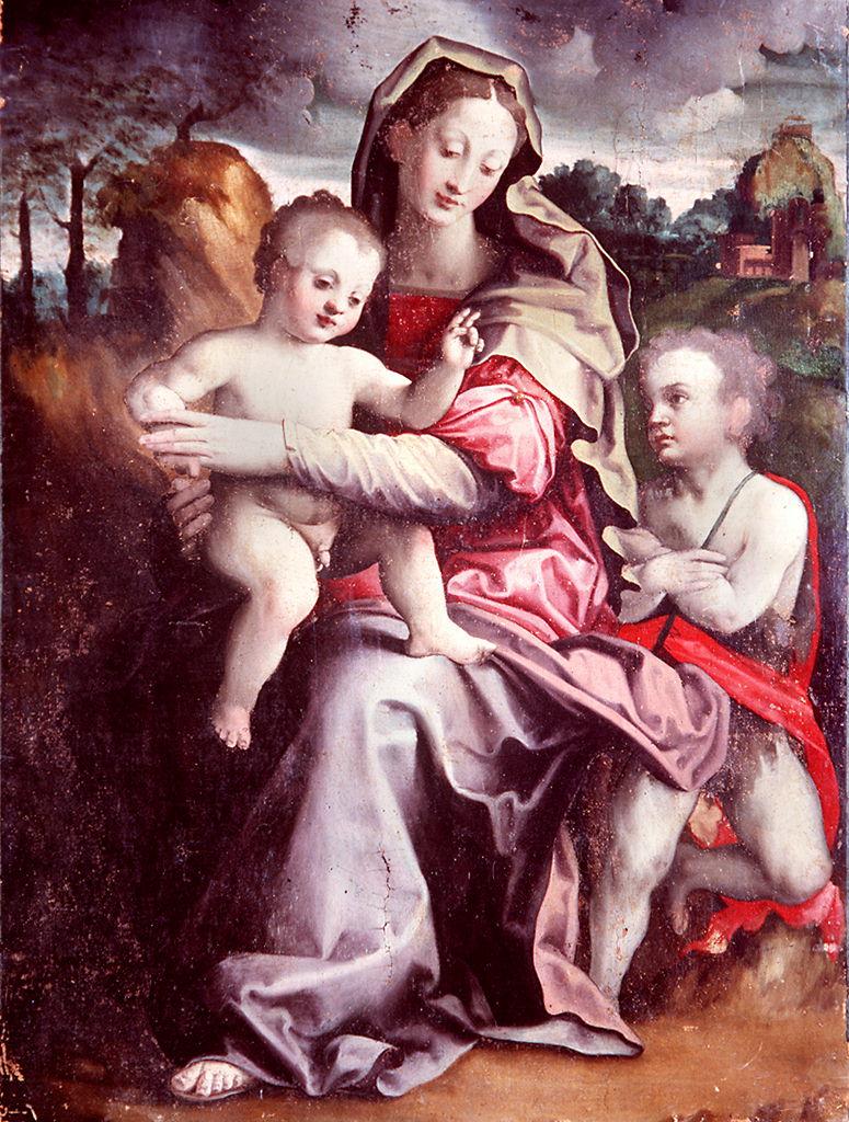 Madonna con Bambino e San Giovannino (dipinto) di Michele di Ridolfo del Ghirlandaio (terzo quarto sec. XVI) 