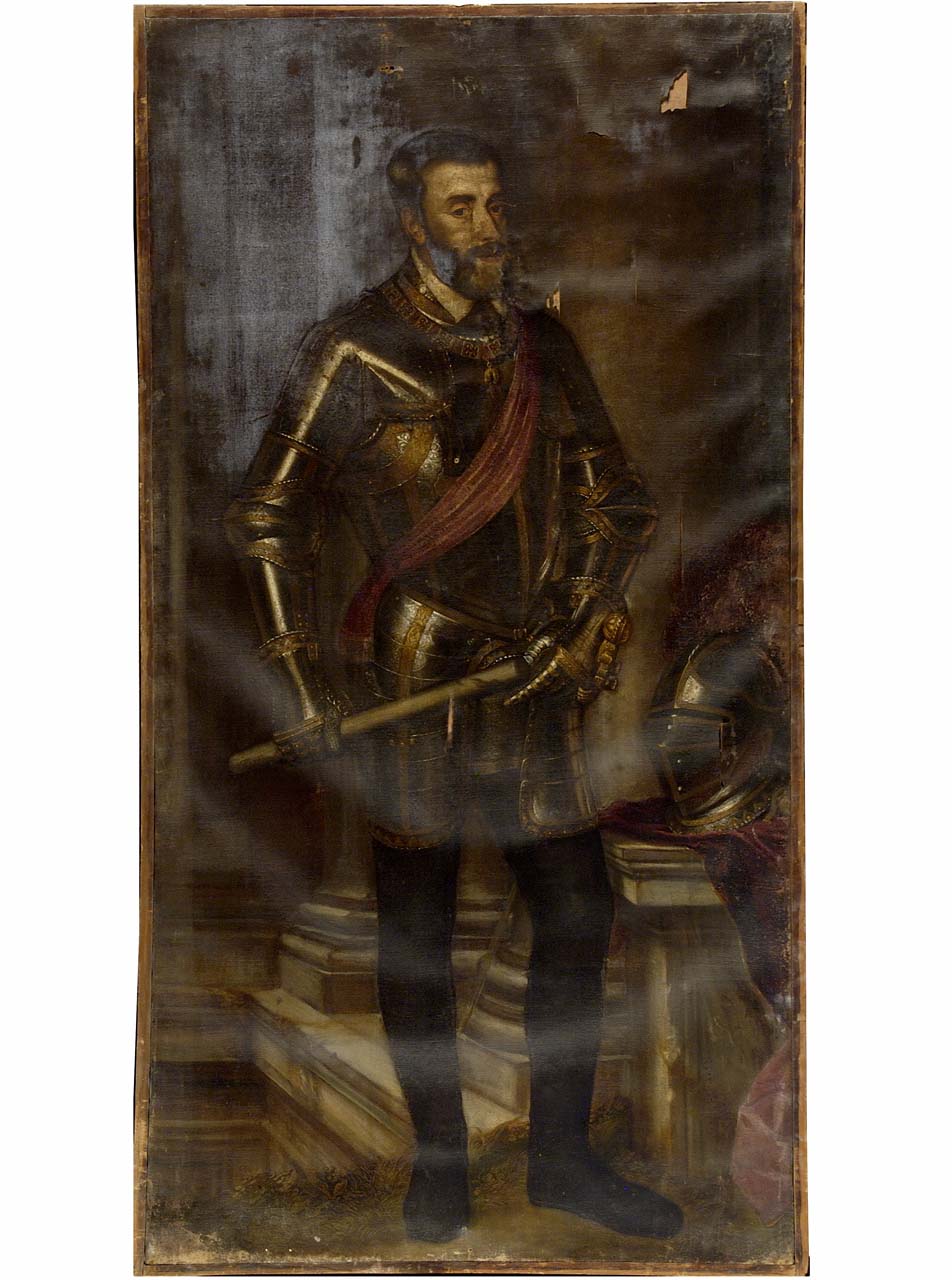 ritratto dell'imperatpre Carlo V in armatura (dipinto) - ambito veneto (seconda metà sec. XVI)