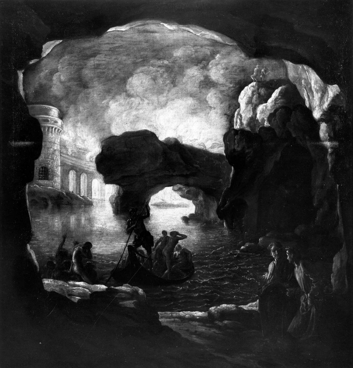 Dante e Virgilio osservano le anime dei dannati dalle rive dello Stige (dipinto) di Mehus Livio, Onofri Crescenzio (sec. XVII)