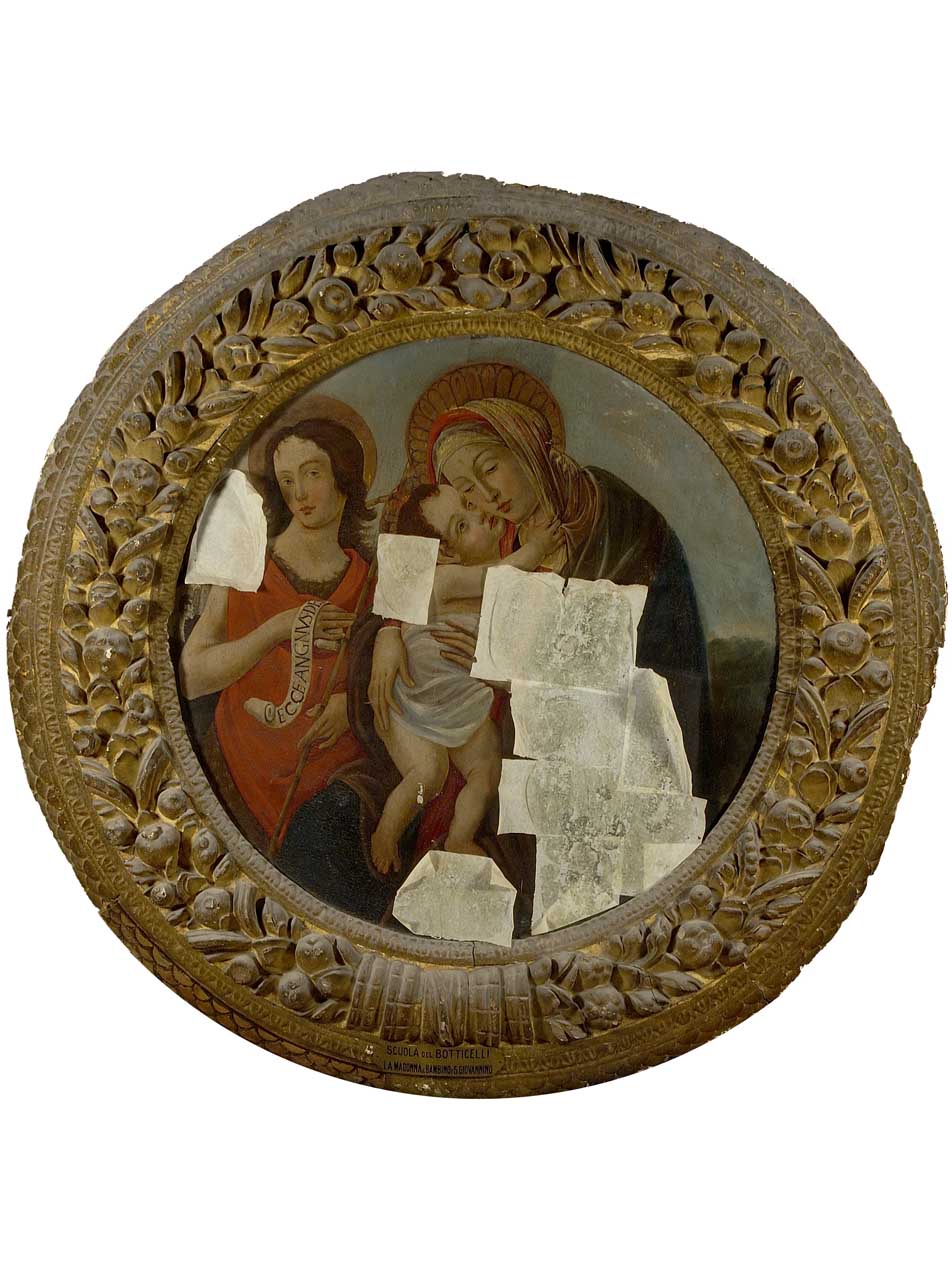 Madonna con Bambino e San Giovannino (dipinto) di Botticelli (bottega) (ultimo quarto sec. XVI)