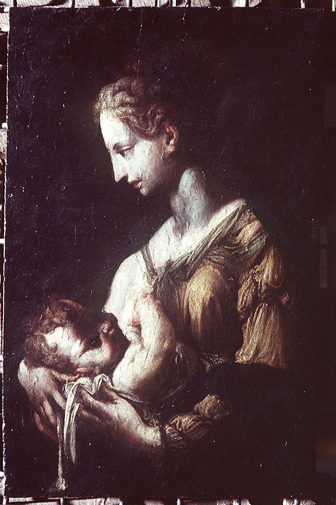 Madonna con Bambino (dipinto) di Parmigianino (scuola) (terzo quarto sec. XVI)