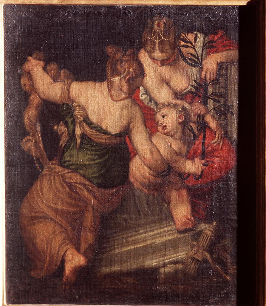 allegorie della Giustizia e della Prudenza (dipinto) di Zelotti Giovanni Battista (terzo quarto sec. XVI)