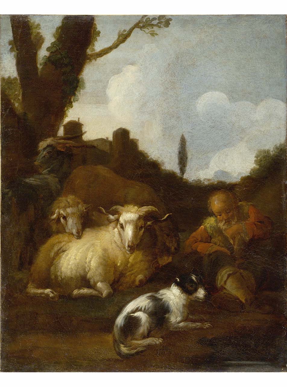 scena pastorale (dipinto) - ambito Italia settentrionale (sec. XVII)