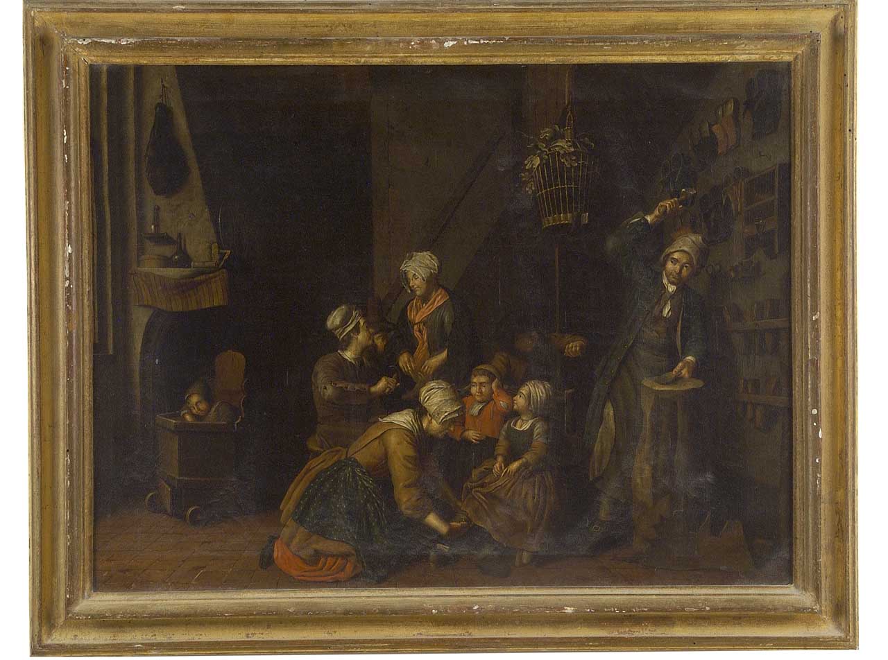 famiglia di calzolaio (dipinto) di Horemans Peter Jacob (prima metà sec. XVIII)