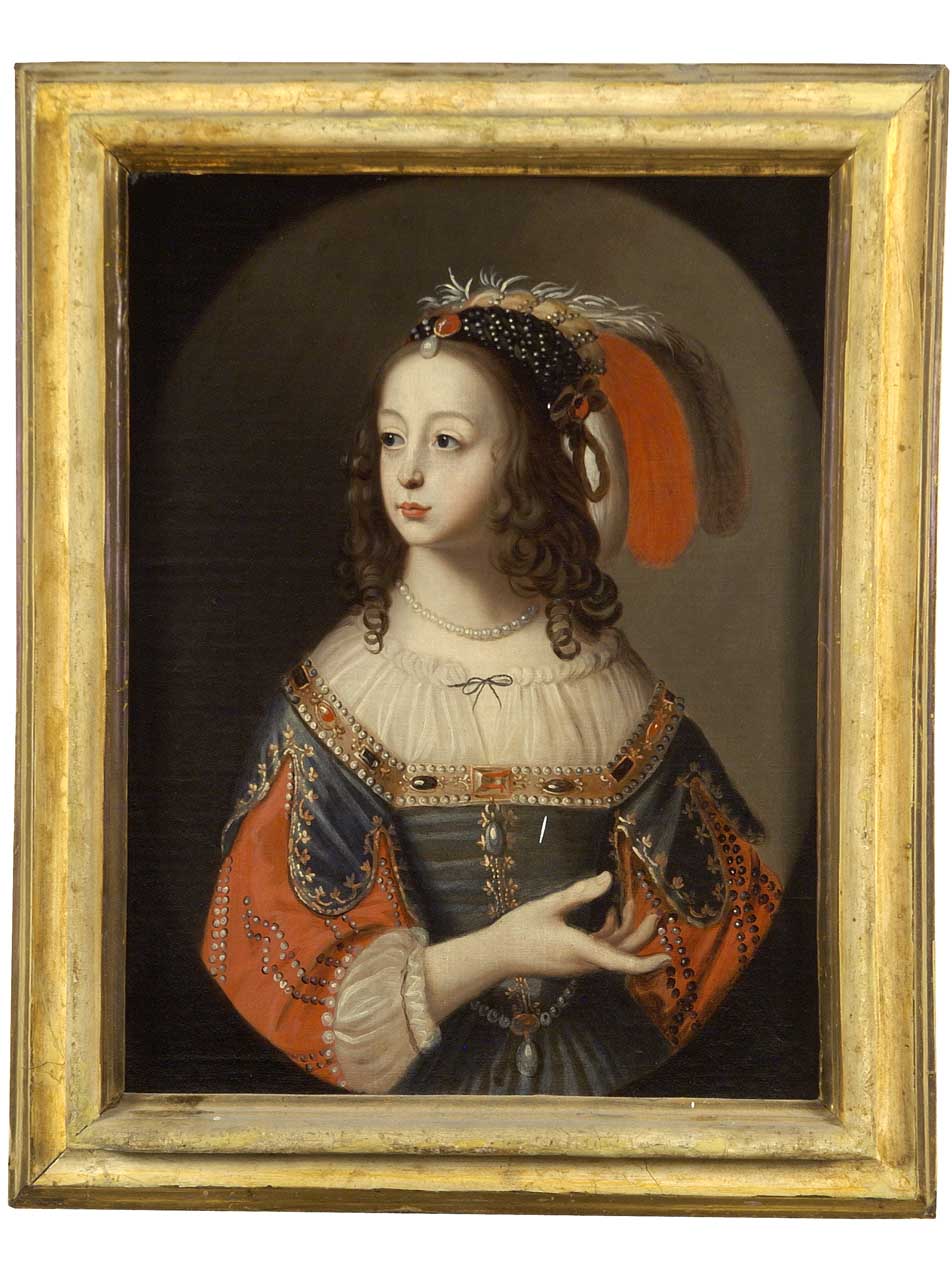 ritratto di Sofia Principessa Elettorale Palatina e duchessa di Brunswick- Lüneburg (dipinto) - ambito francese (sec. XVII)