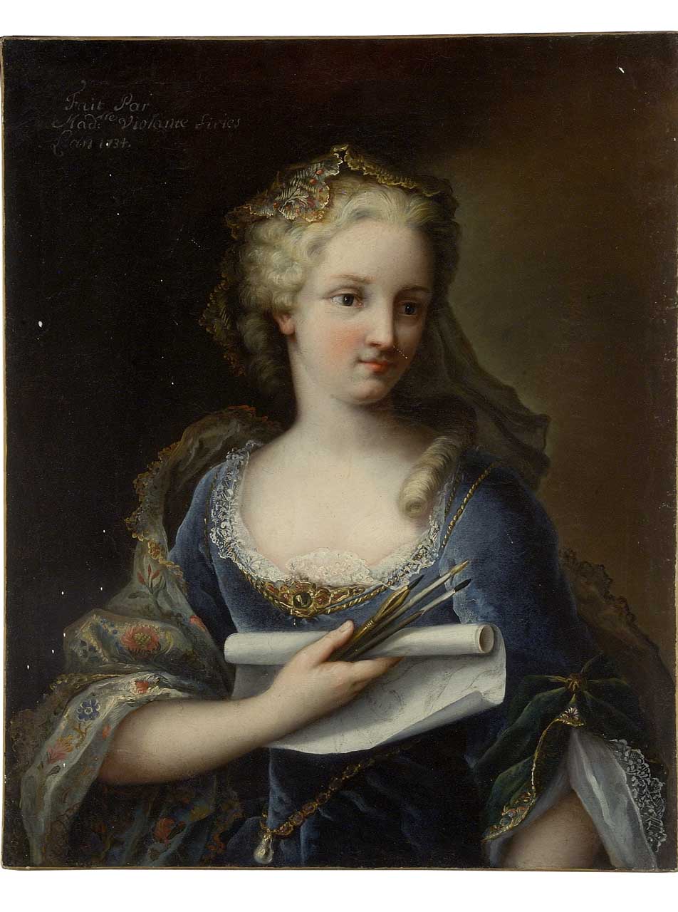 ritratto di donna con rotolo (dipinto) di Siries Cerroti Violante (sec. XVIII)