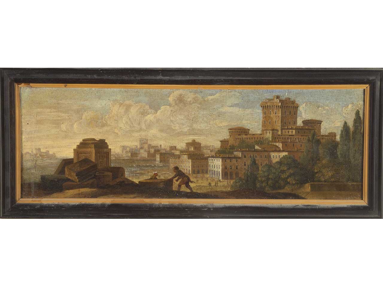 veduta ideale di roma (dipinto) - ambito fiammingo (sec. XVII)
