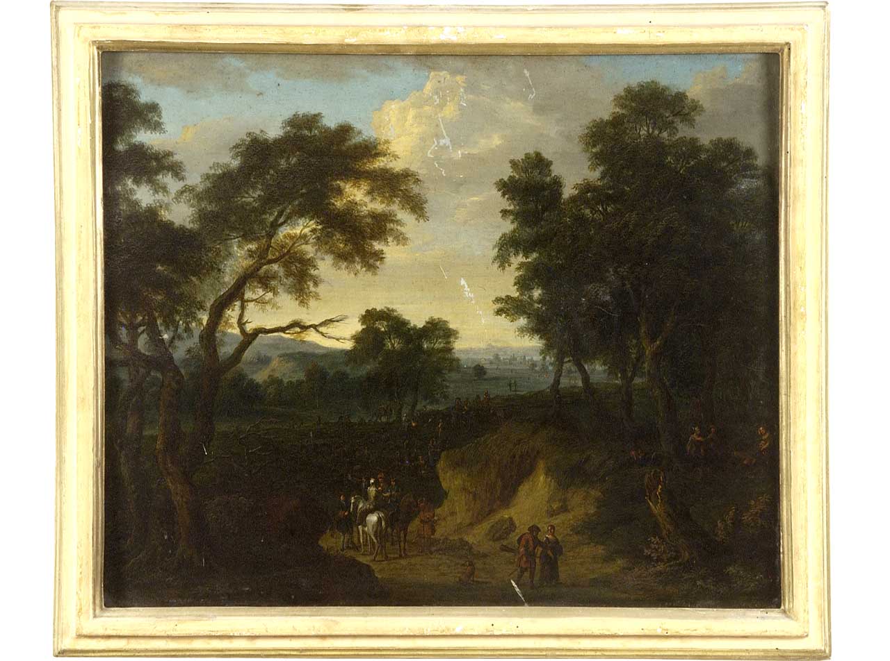 paesaggio con figure (dipinto) - ambito tosco-romano (sec. XVIII)