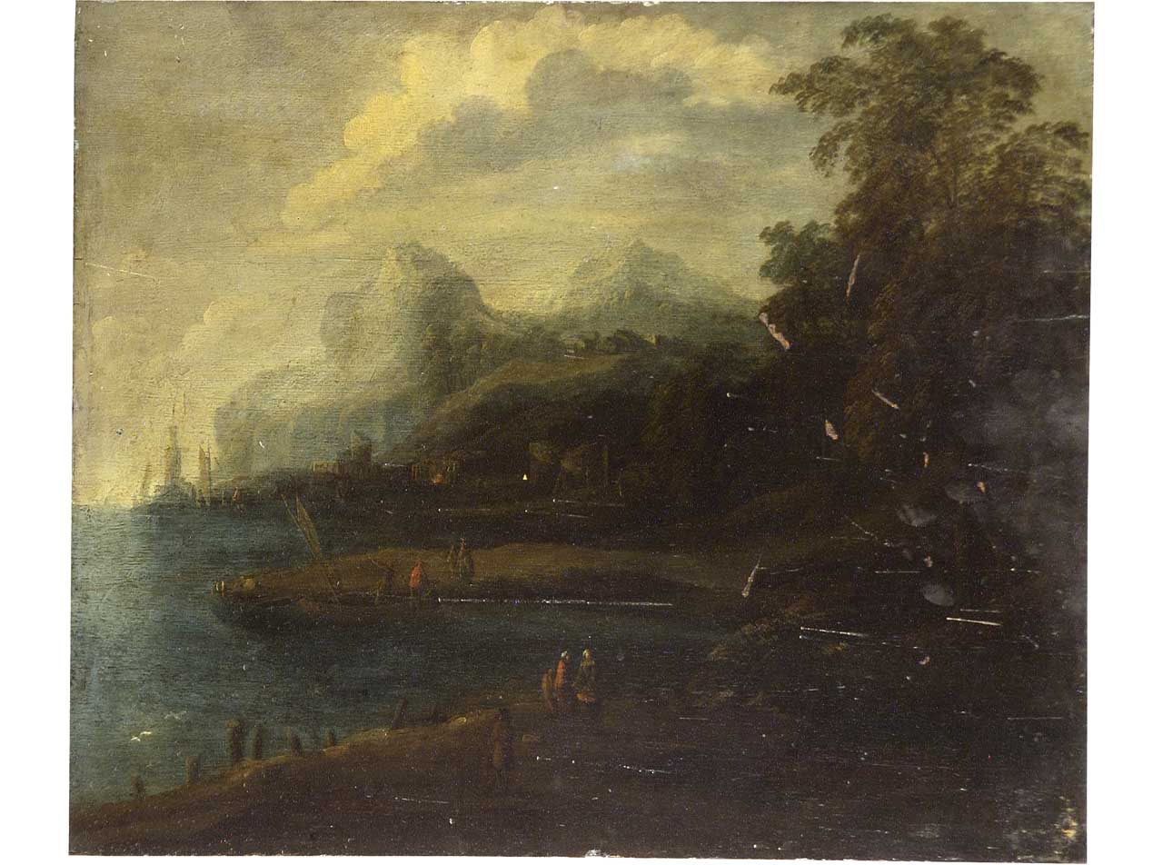 paesaggio marino (dipinto) - ambito fiammingo (sec. XVII)