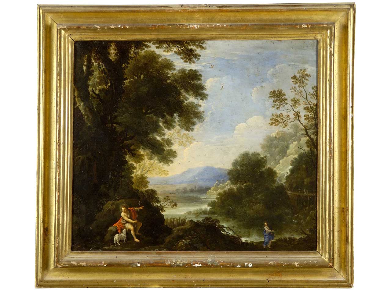 paesaggio con San Giovanni Battista (dipinto) di Perelle Nicolas (attribuito) (seconda metà sec. XVII)