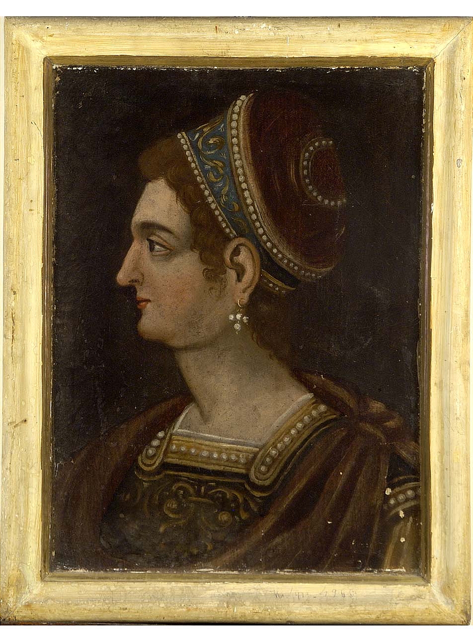 ritratto di donna vestita alla greca (dipinto) - ambito toscano (?) (seconda metà sec. XVI)