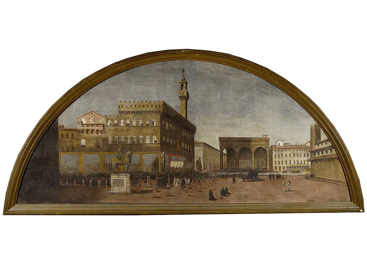 processione in Piazza della Signoria (dipinto) - ambito fiorentino (sec. XVII)