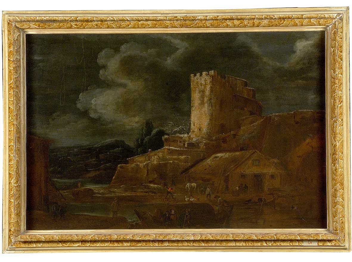 L'inverno, paesaggio invernale con torre (dipinto) di Mehus Livio (sec. XVII)