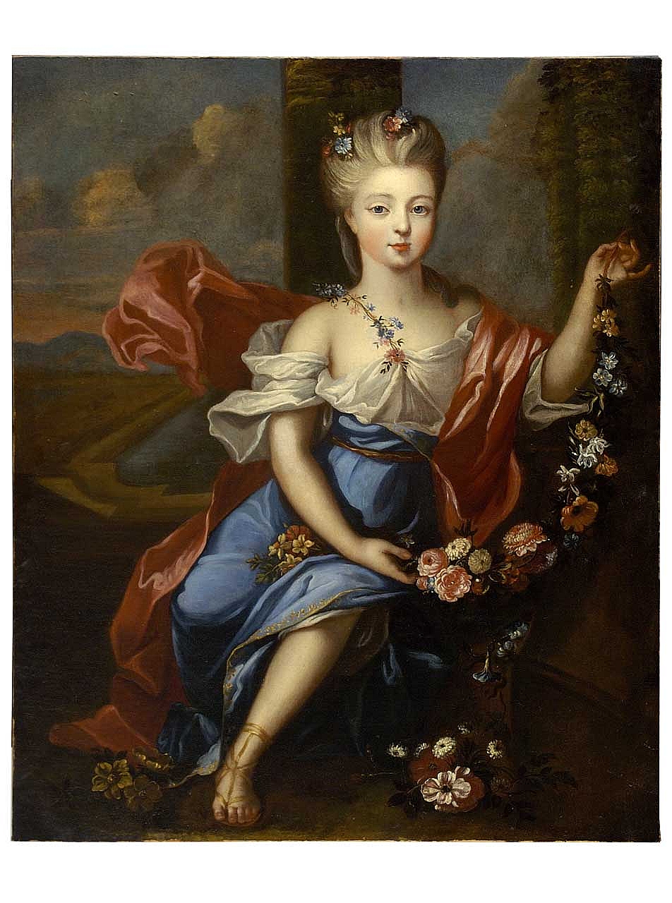 ritratto di fanciulla come Flora (dipinto) di Gobert Pierre (attribuito) (sec. XVIII)