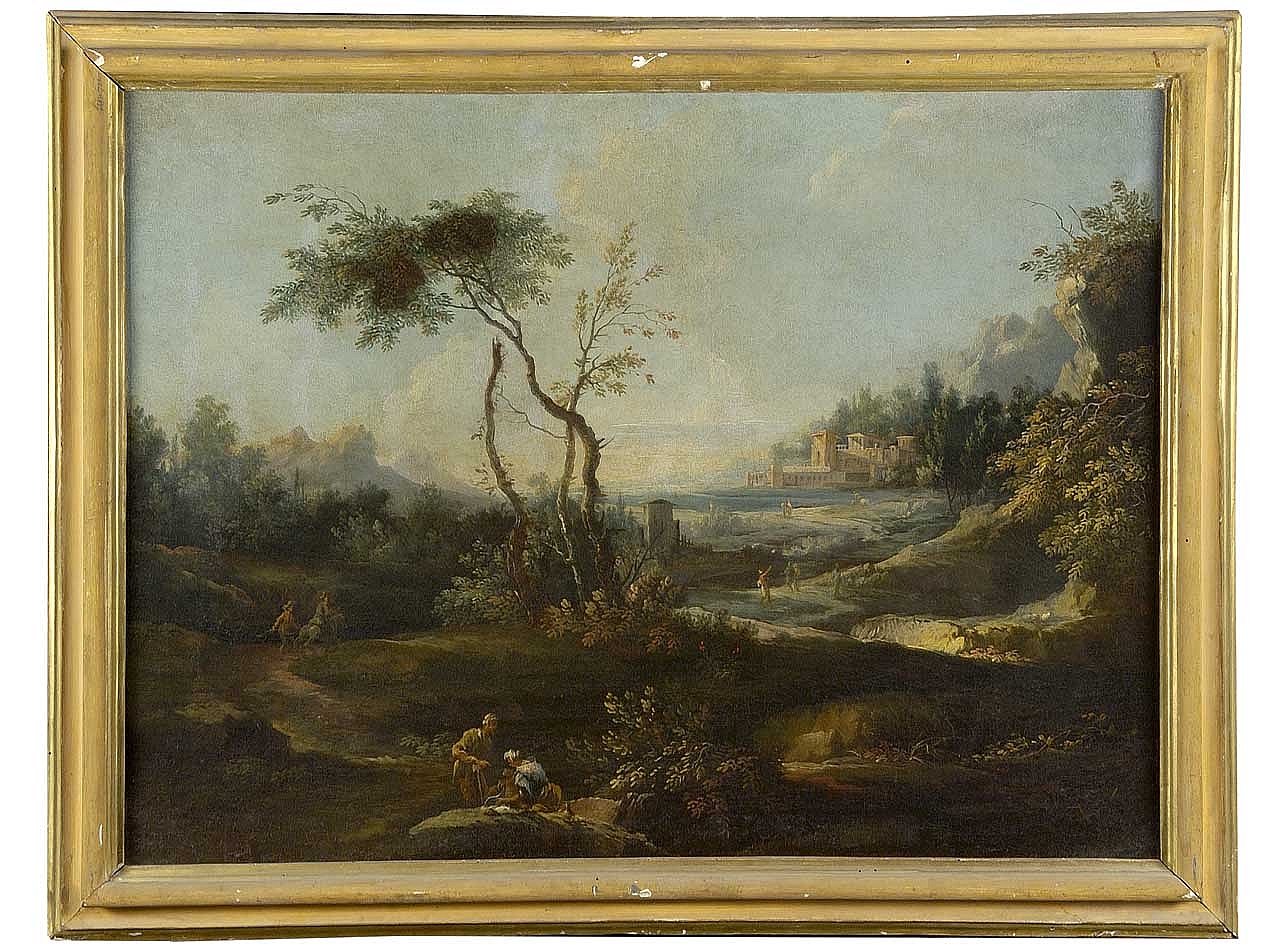 paesaggio con figure (dipinto) di Minozzi Bernardo (attribuito) (sec. XVIII)