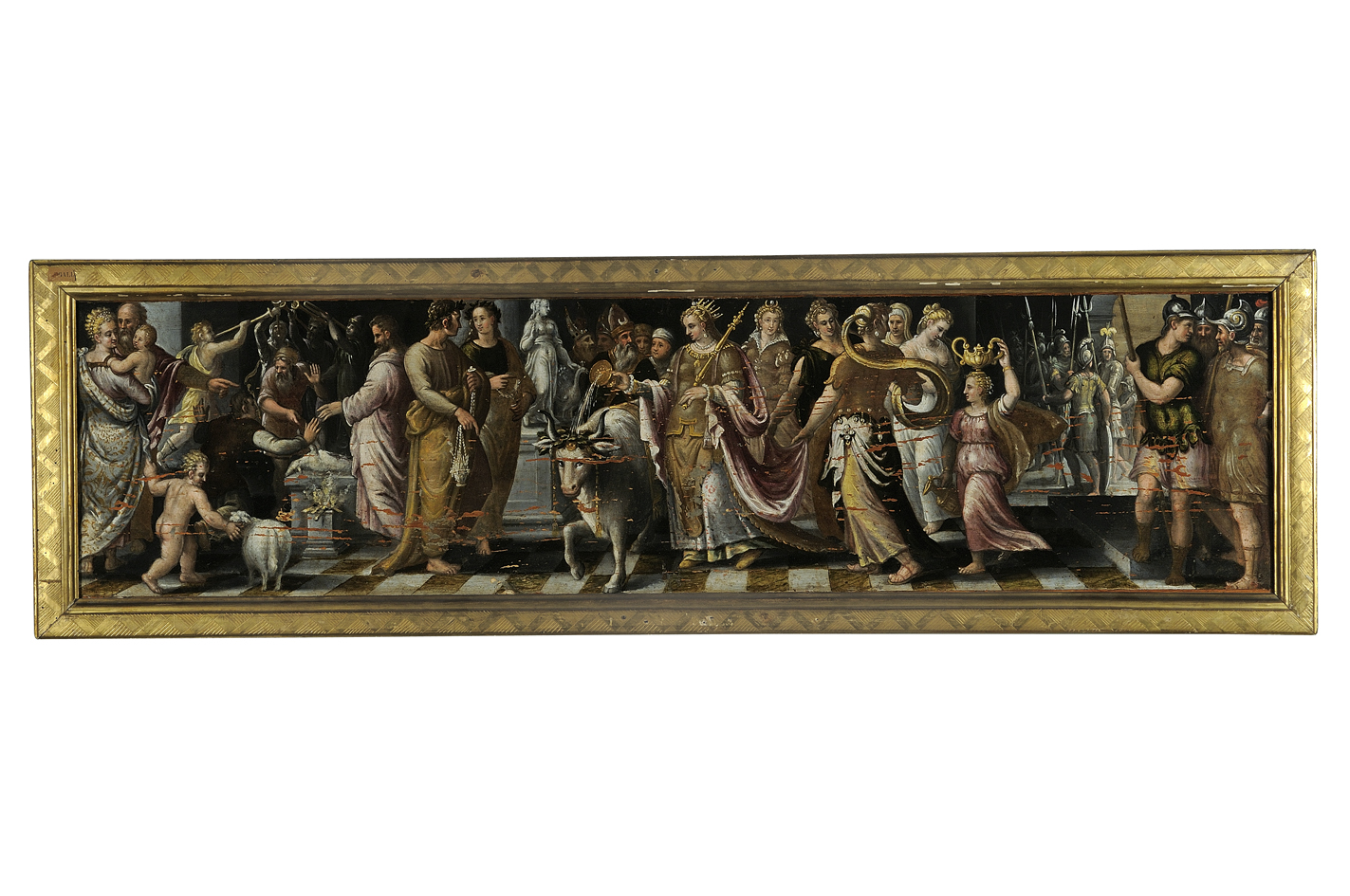 scena di sacrificio alla presenza di una regina (dipinto) - ambito veneto (metà sec. XVI)