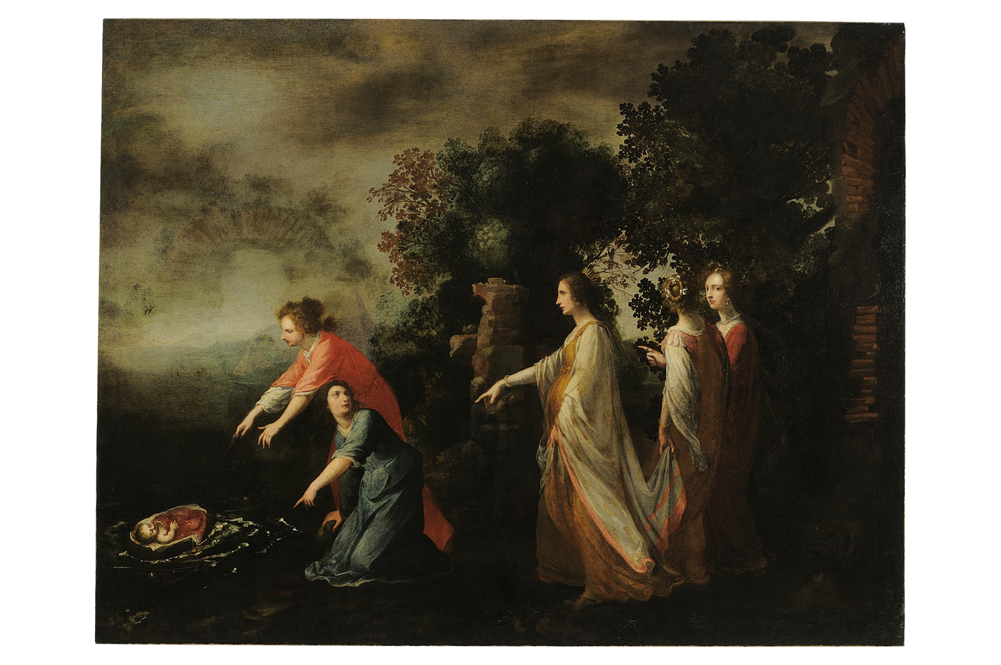 ritrovamento di Mosè (dipinto) di Del Bianco Baccio (prima metà sec. XVII)