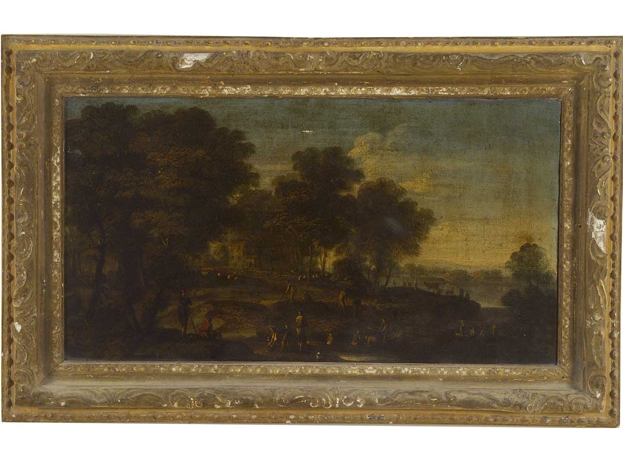 paesaggio con figure (dipinto) - ambito fiammingo (sec. XVII)
