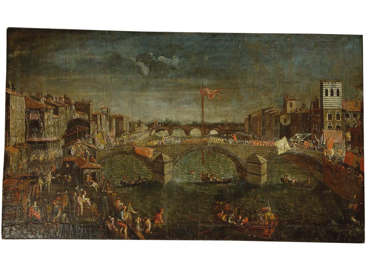 il Gioco del Ponte a Pisa (dipinto) - ambito toscano (sec. XVIII)