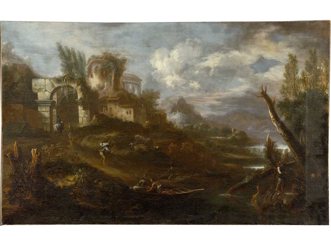 paesaggio con rovine (dipinto) di Caletti Giuseppe (sec. XVII)