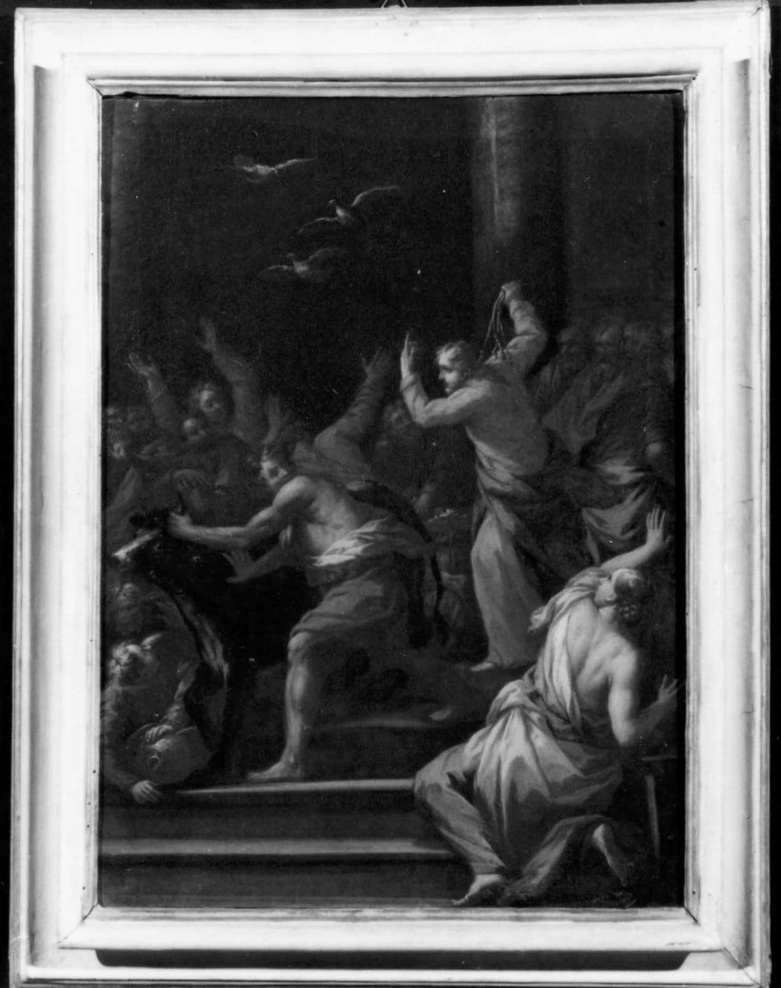 Cristo caccia i mercanti dal tempio (dipinto) di Cinqui Giovanni (bottega) (primo quarto sec. XVIII)