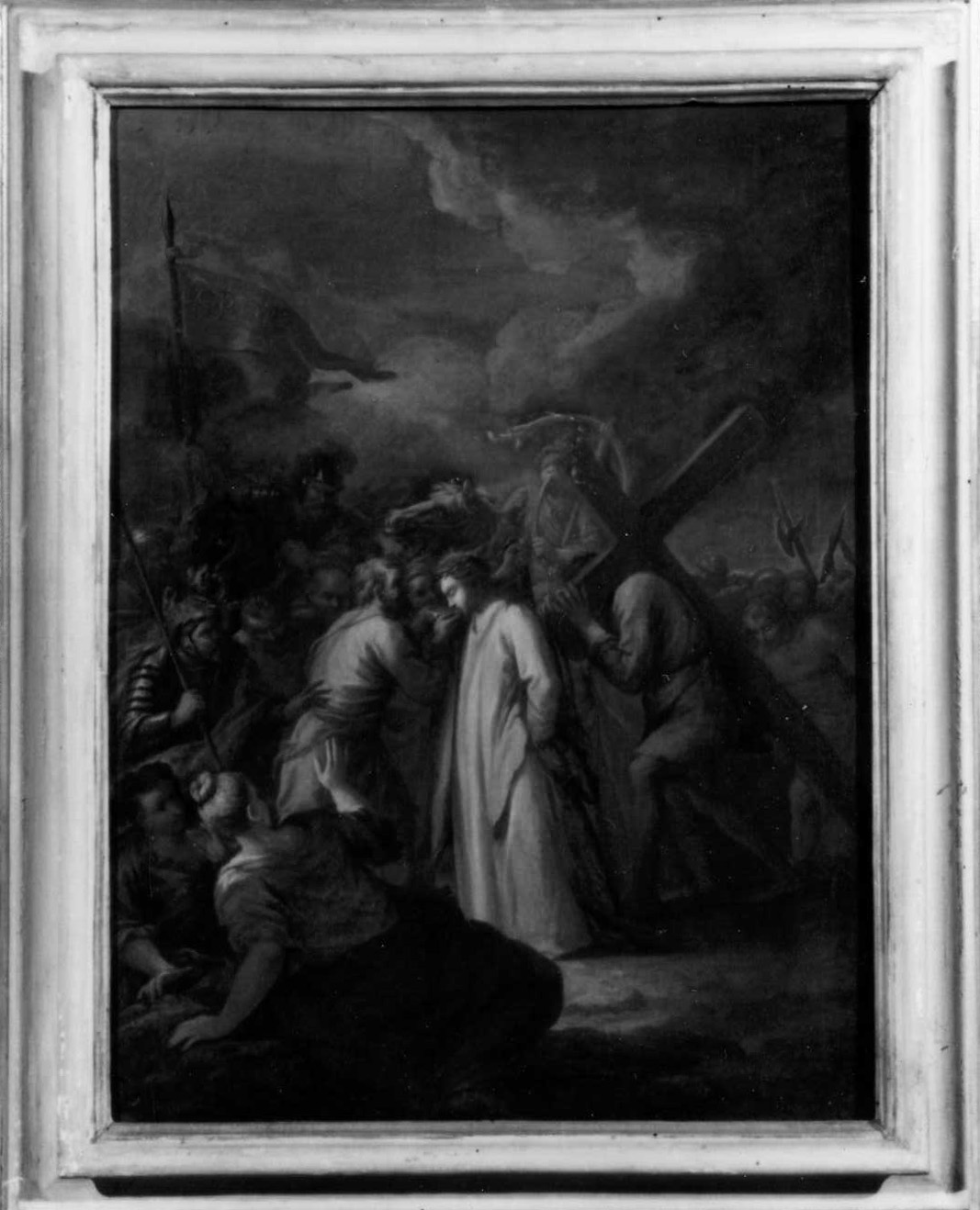 Gesu' aiutato da Simone il Cireneo a portare la croce (dipinto) di Cinqui Giovanni (bottega) (primo quarto sec. XVIII)