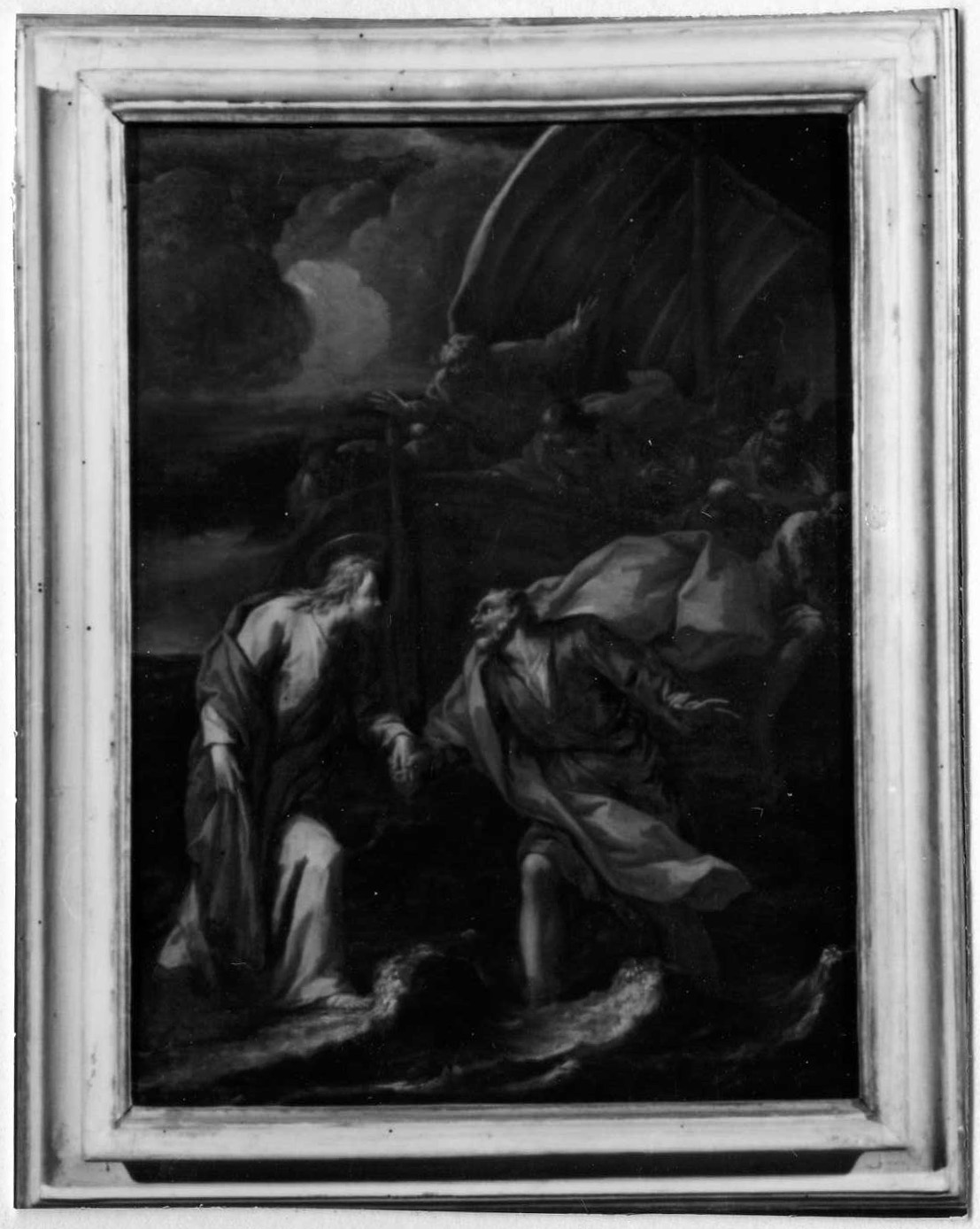 Cristo cammina sulle acque del lago di Tiberiade (dipinto) di Cinqui Giovanni (bottega) (primo quarto sec. XVIII)