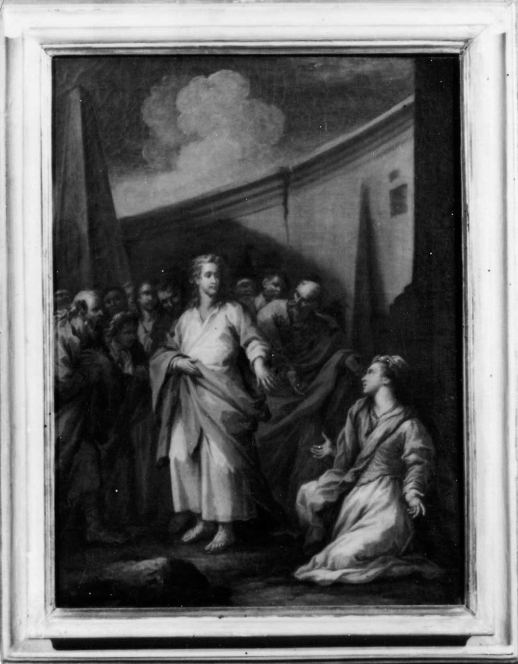 Cristo e l'adultera (dipinto) di Cinqui Giovanni (bottega) (primo quarto sec. XVIII)