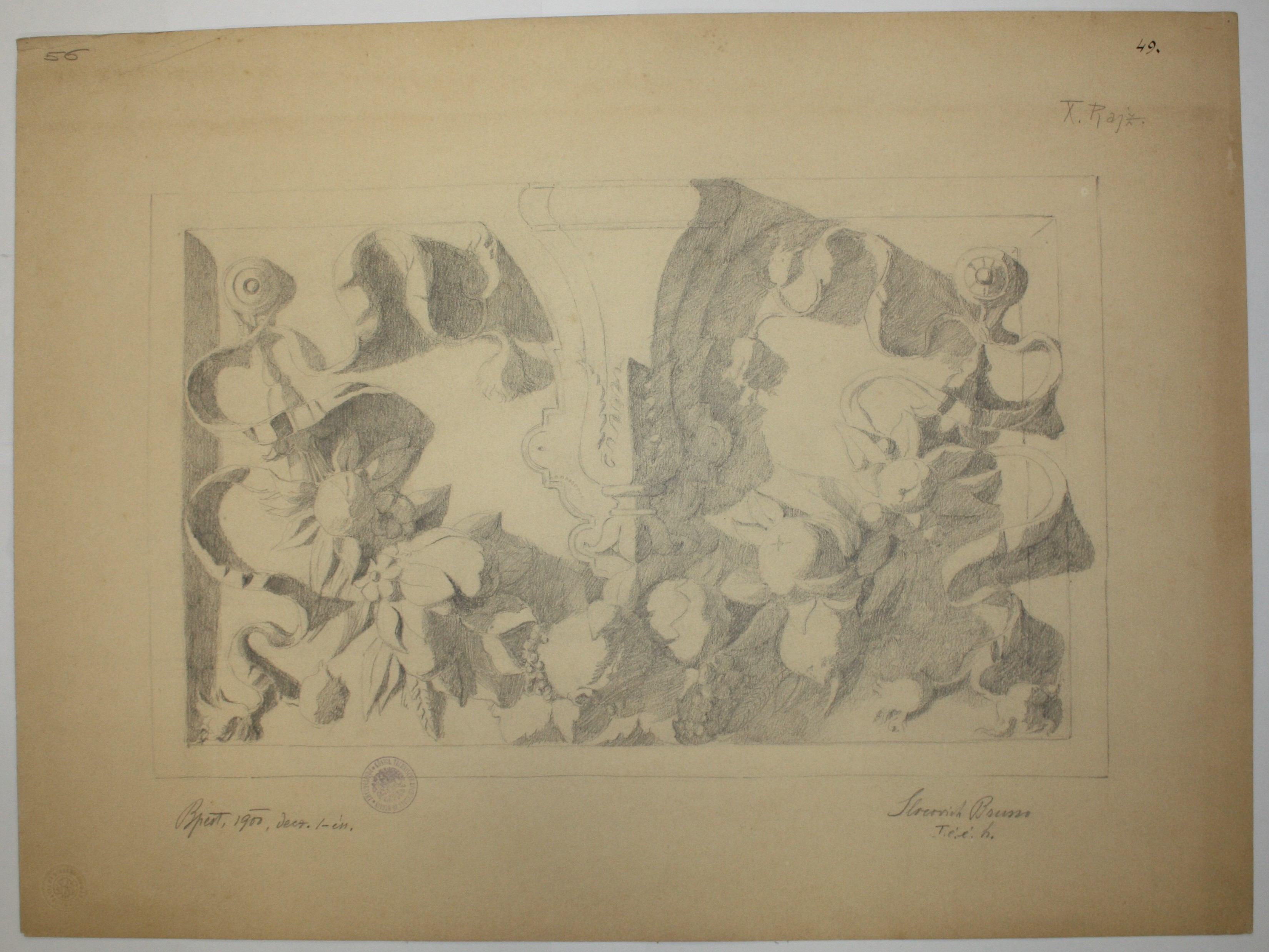 disegno architettonico di Bruno Slocovich (primo quarto XX)