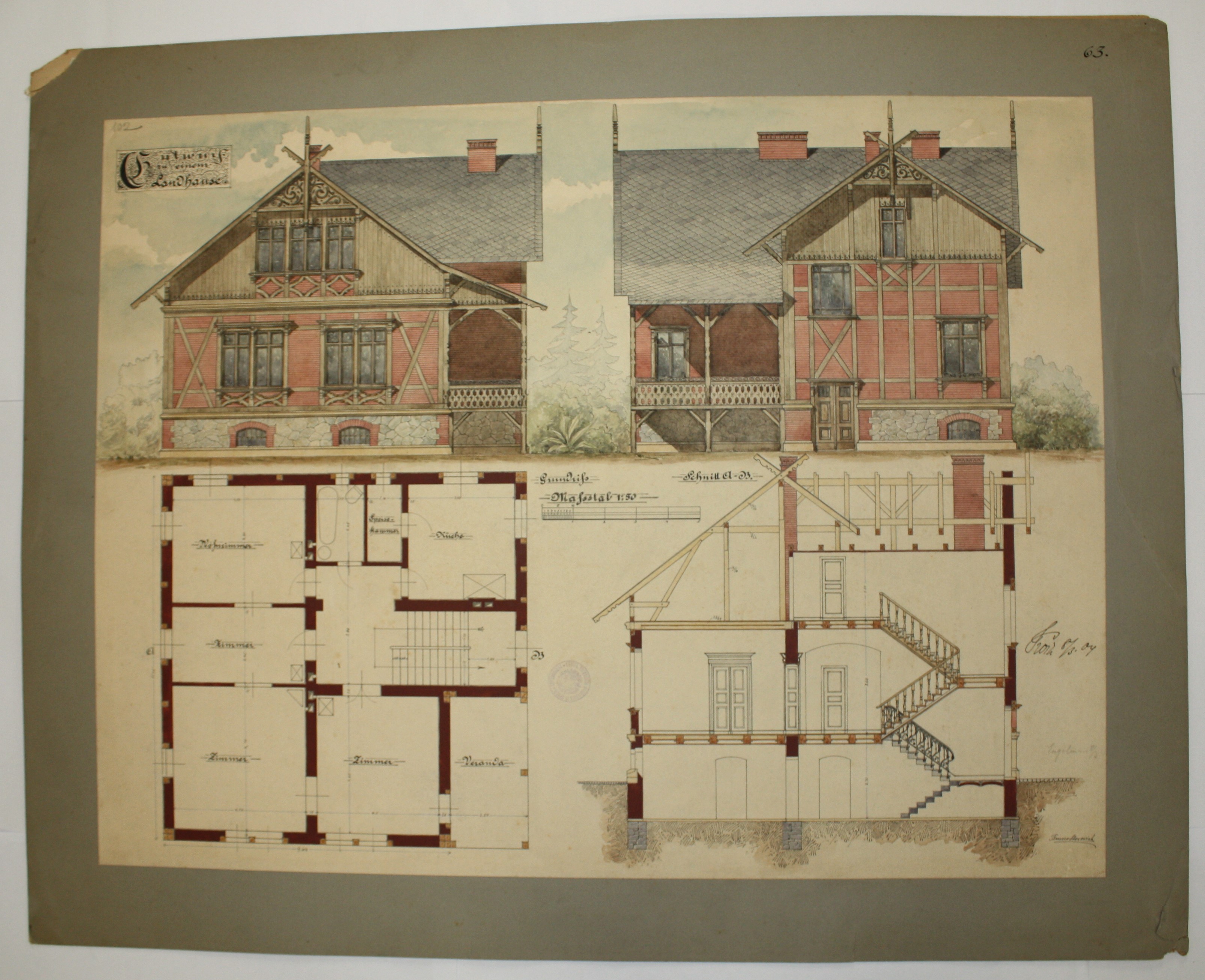 disegno architettonico di Bruno Slocovich (primo quarto XX)