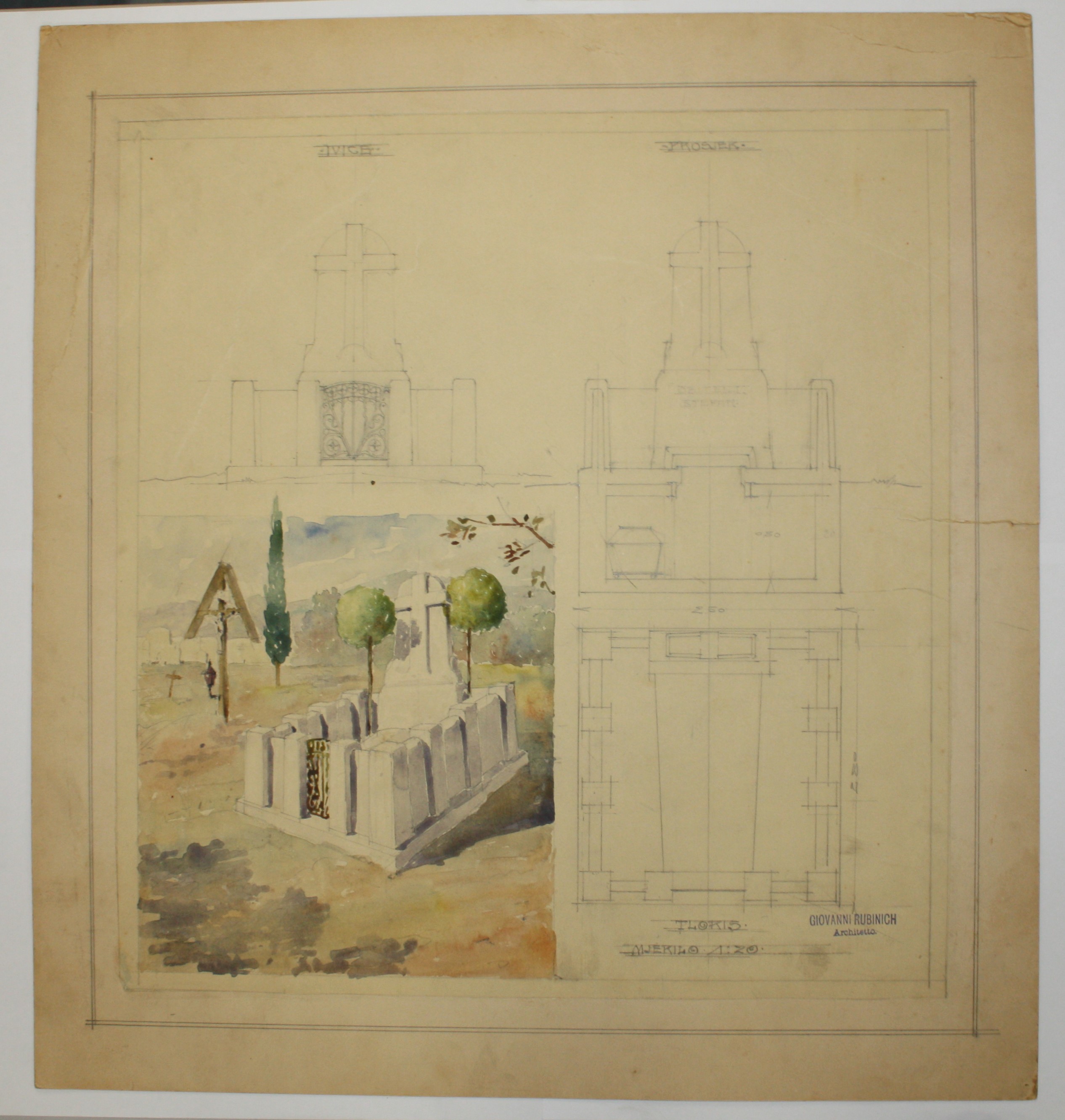 disegno architettonico di Bruno Slocovich (primo quarto XX)