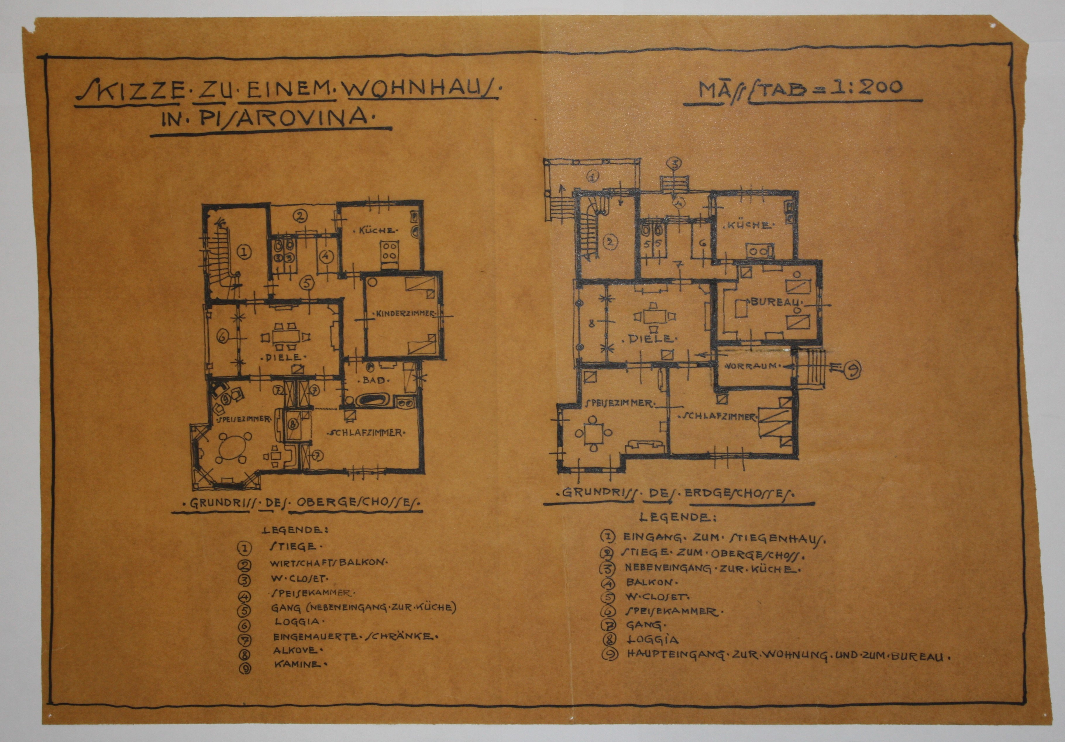 disegno architettonico di Bruno Slocovich (primo quarto XX)