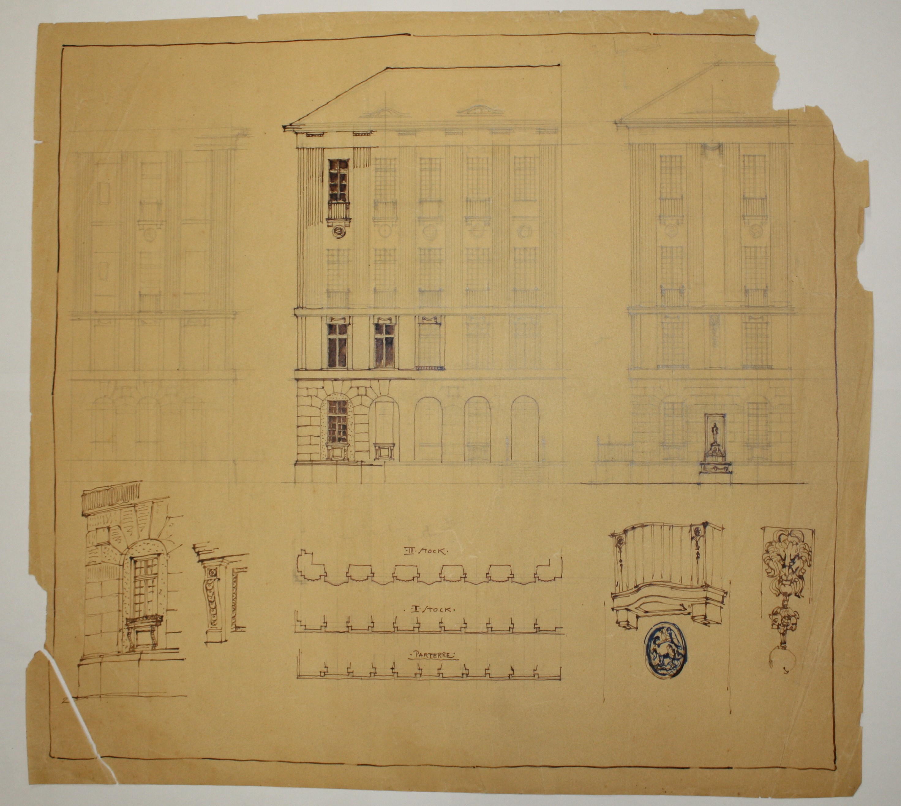 disegno architettonico di Bruno Slocovich (primo quarto XX)