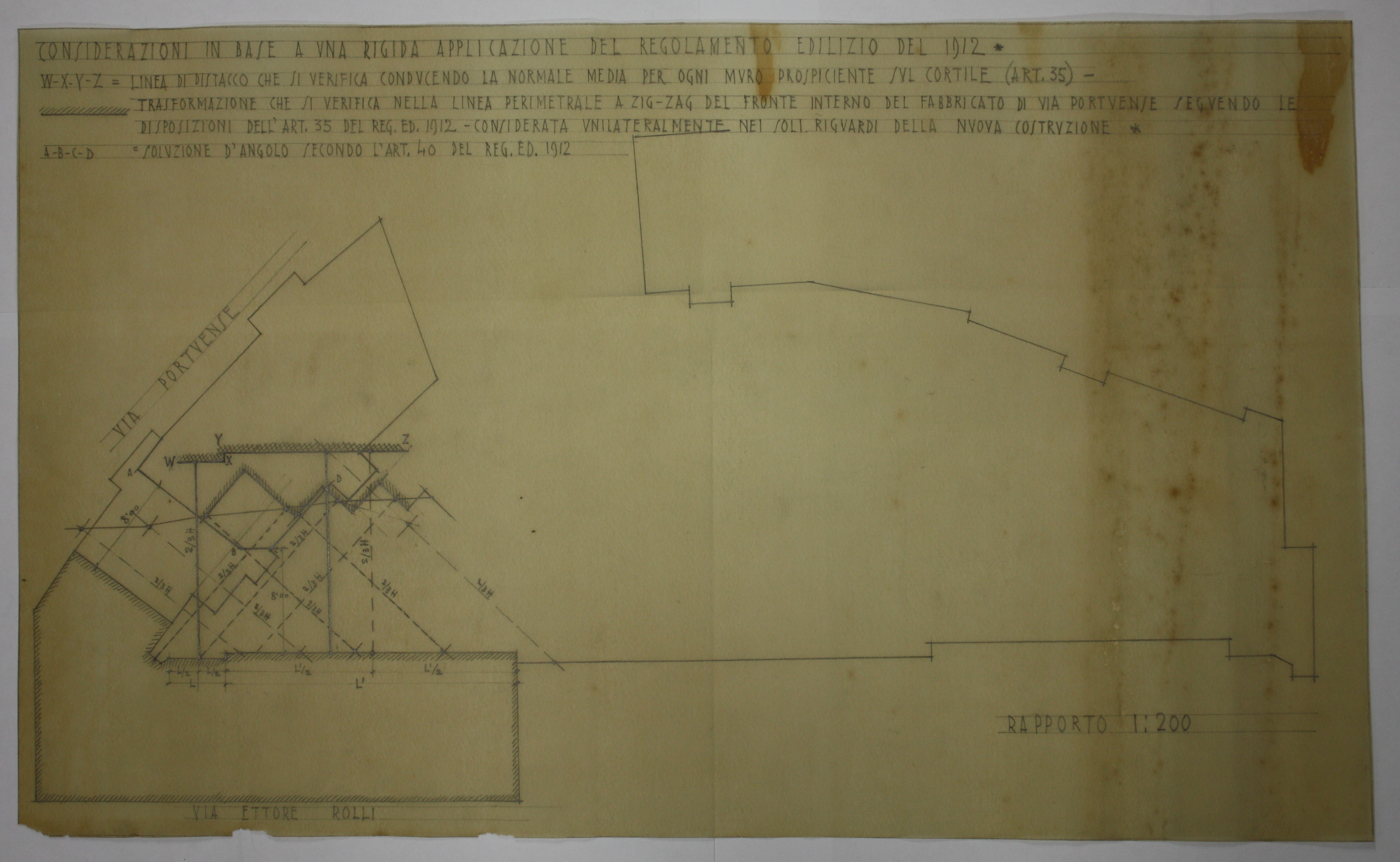 disegno architettonico di Bruno Slocovich (prima metà XX)