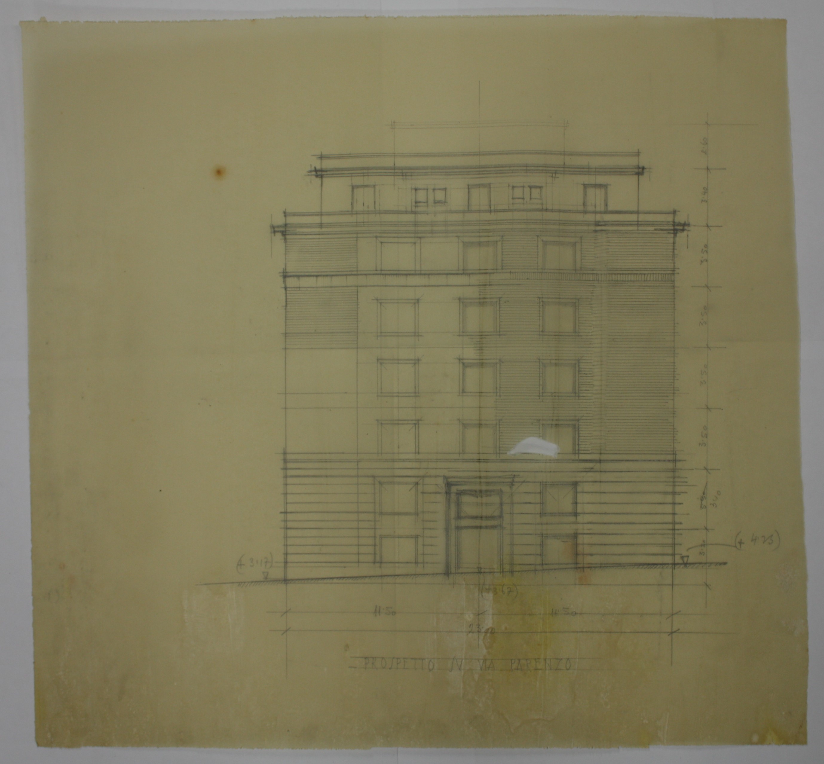 disegno architettonico di Bruno Slocovich (prima metà XX)