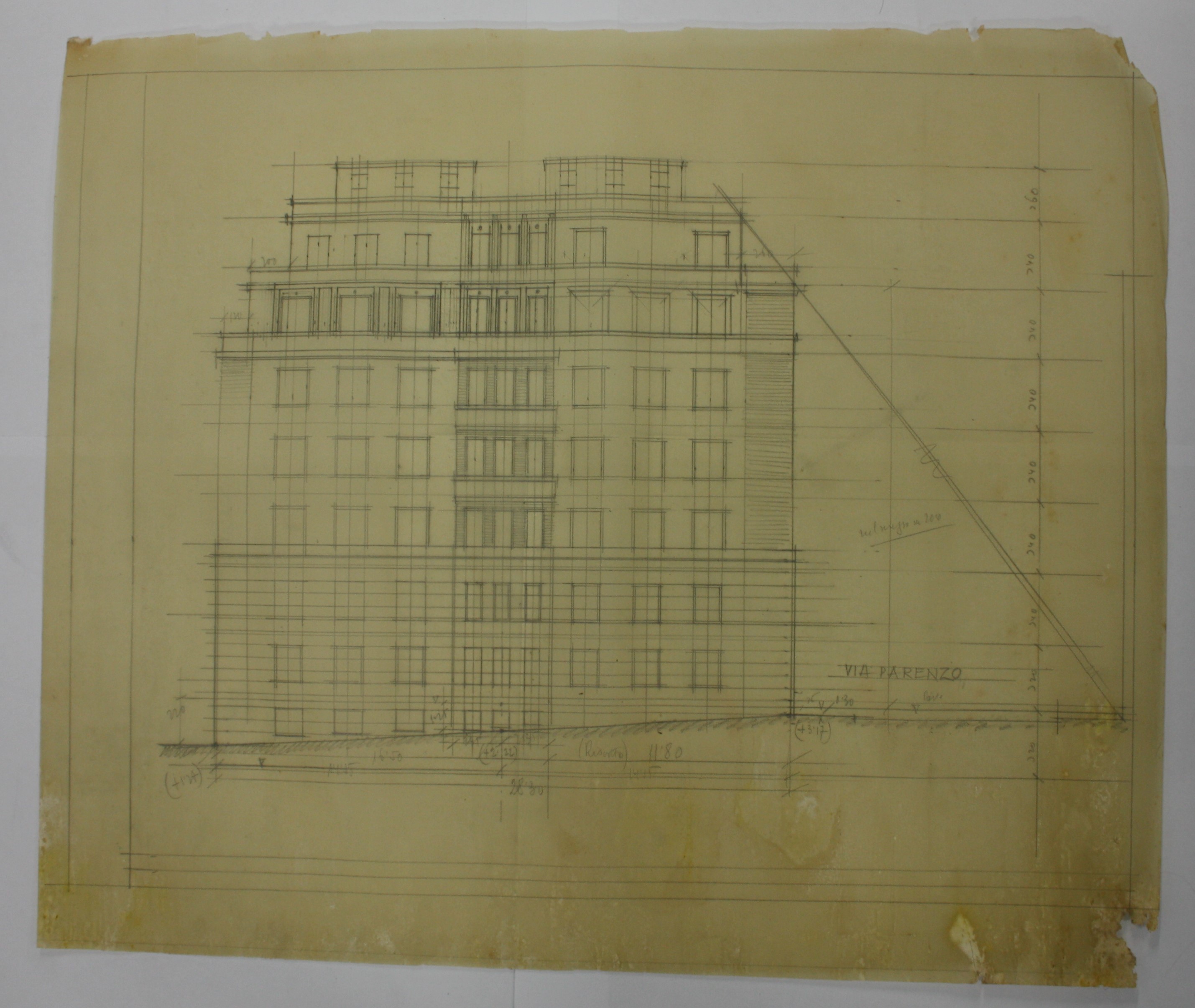 disegno architettonico di Bruno Slocovich (prima metà XX)