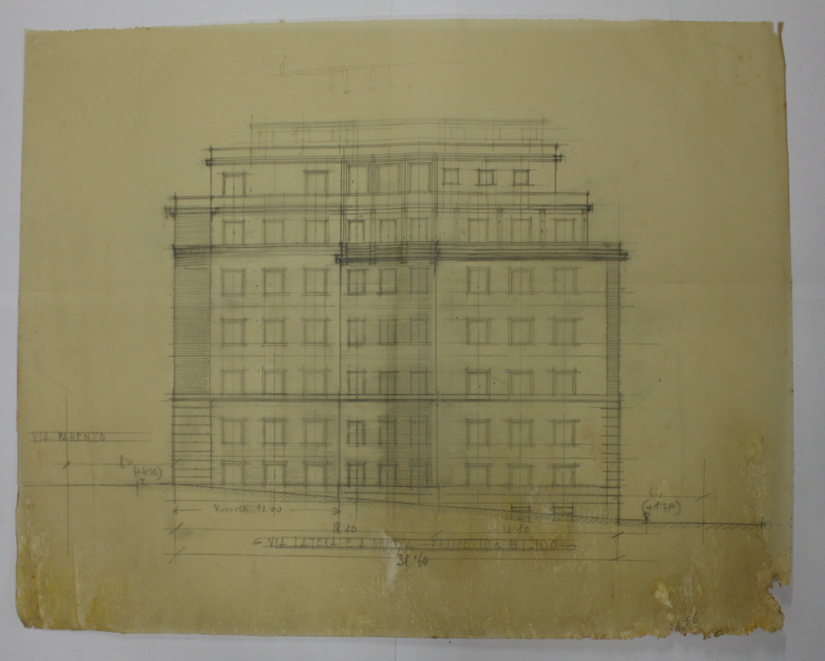 disegno architettonico di Bruno Slocovich (prima metà XX)