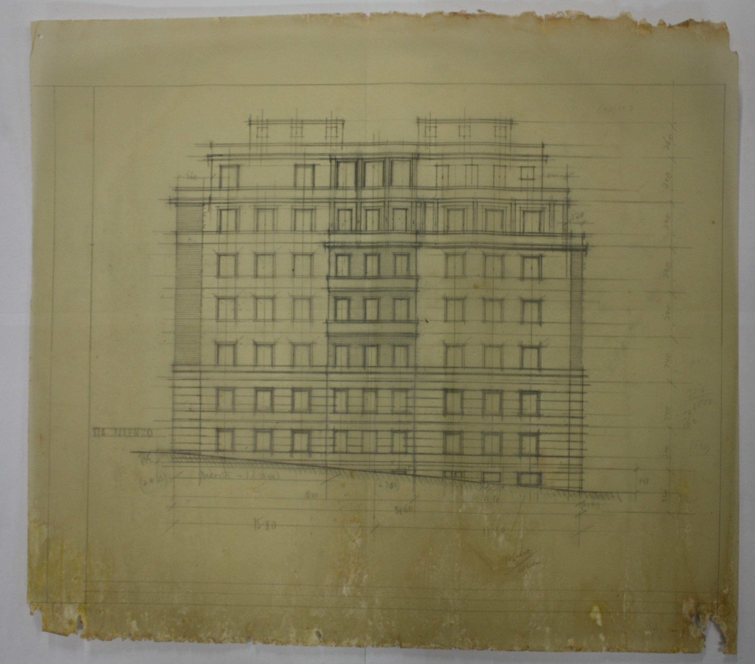 disegno architettonico di Bruno Slocovich (prima metà XX)