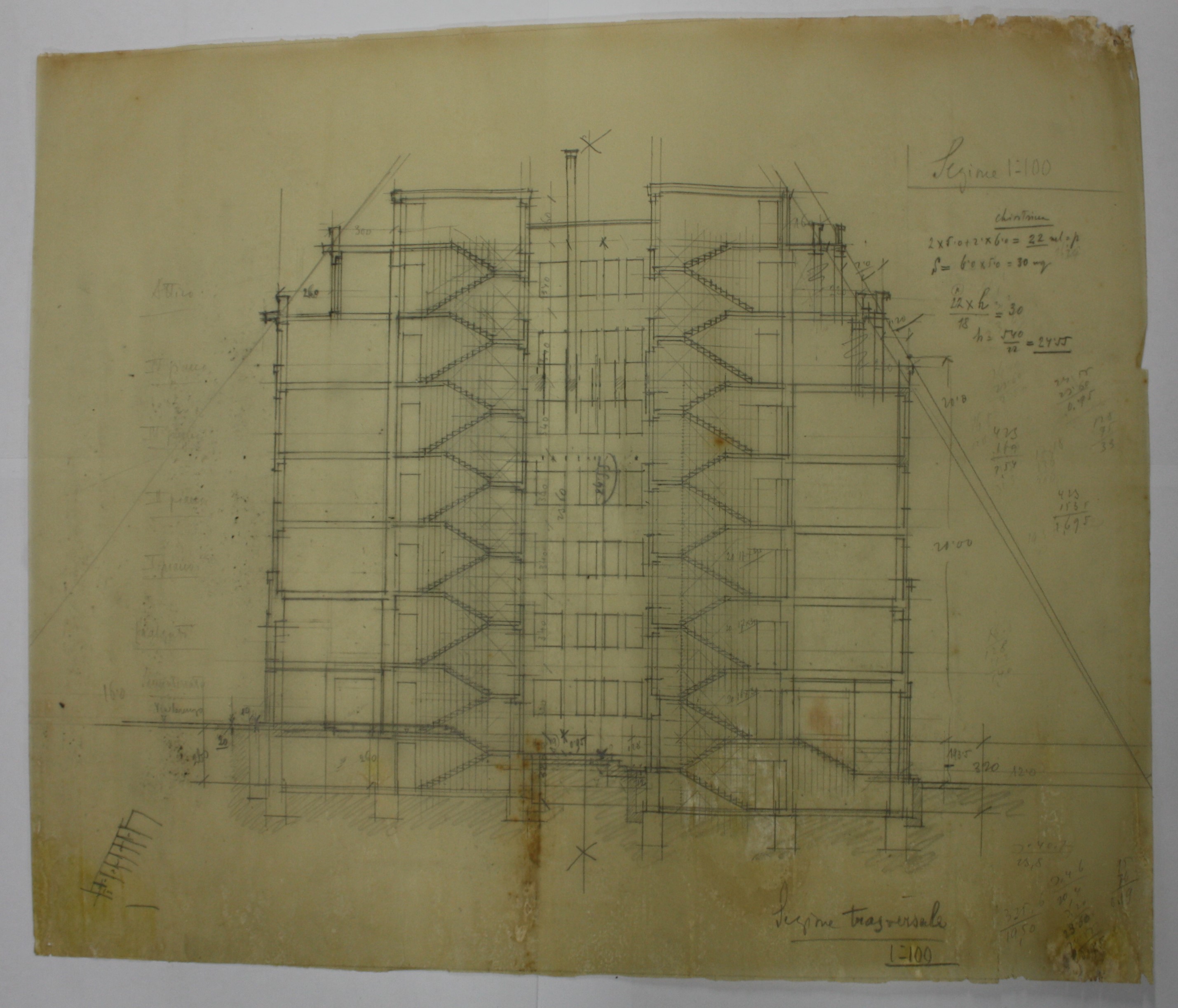 disegno architettonico di Bruno Slocovich (prima metà XX)