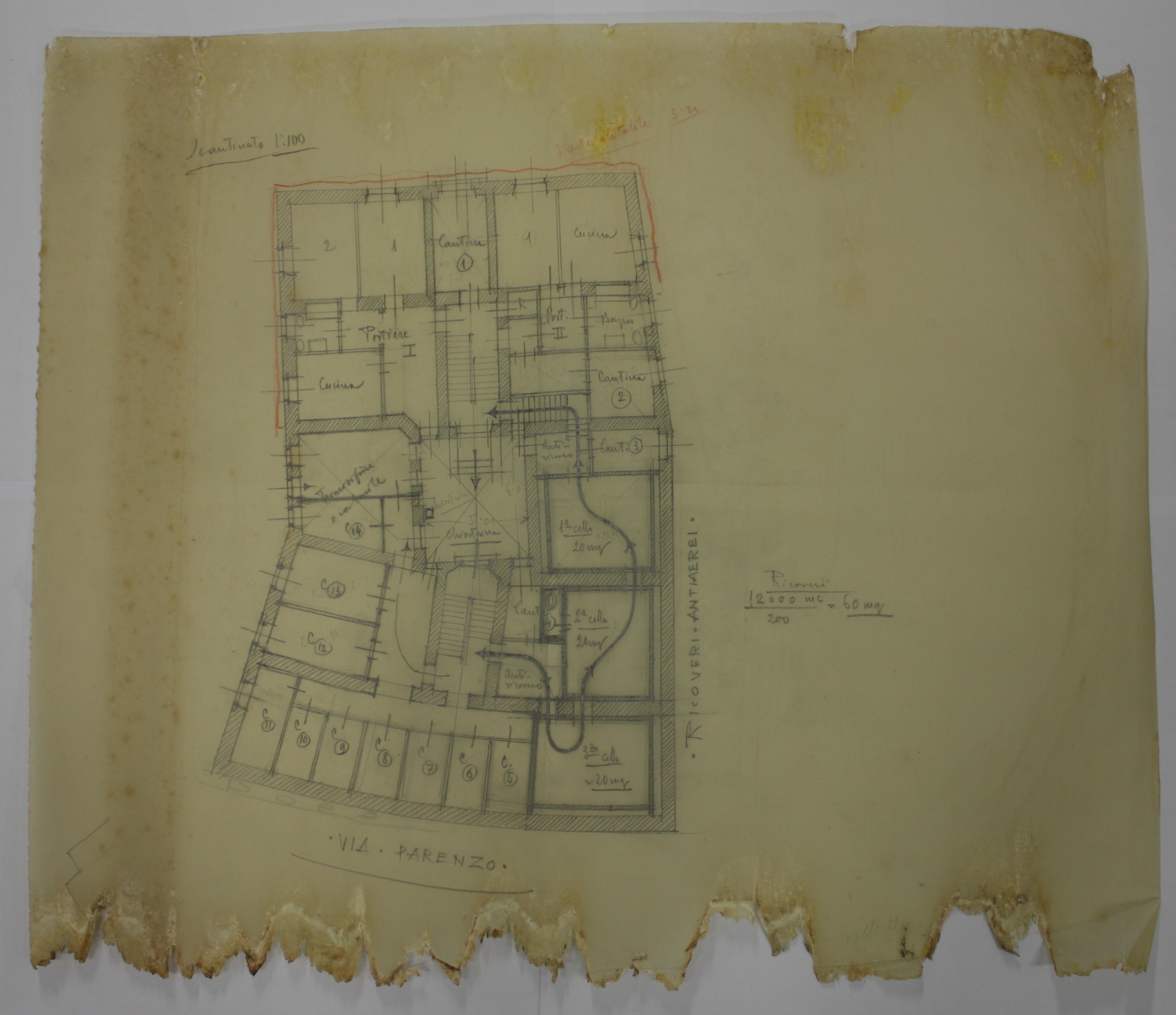 disegno architettonico di Bruno Slocovich (prima metà XX)