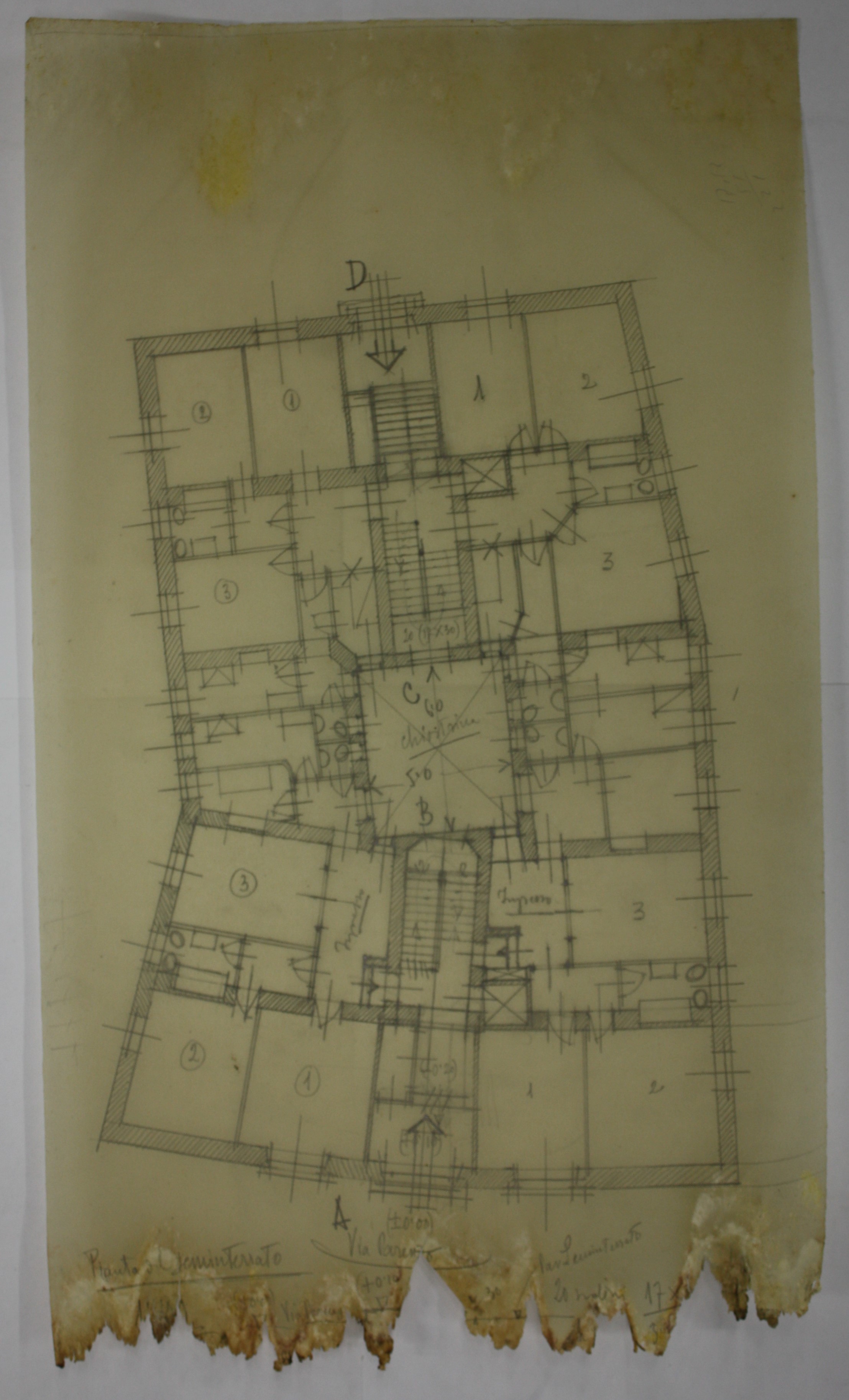 disegno architettonico di Bruno Slocovich (prima metà XX)