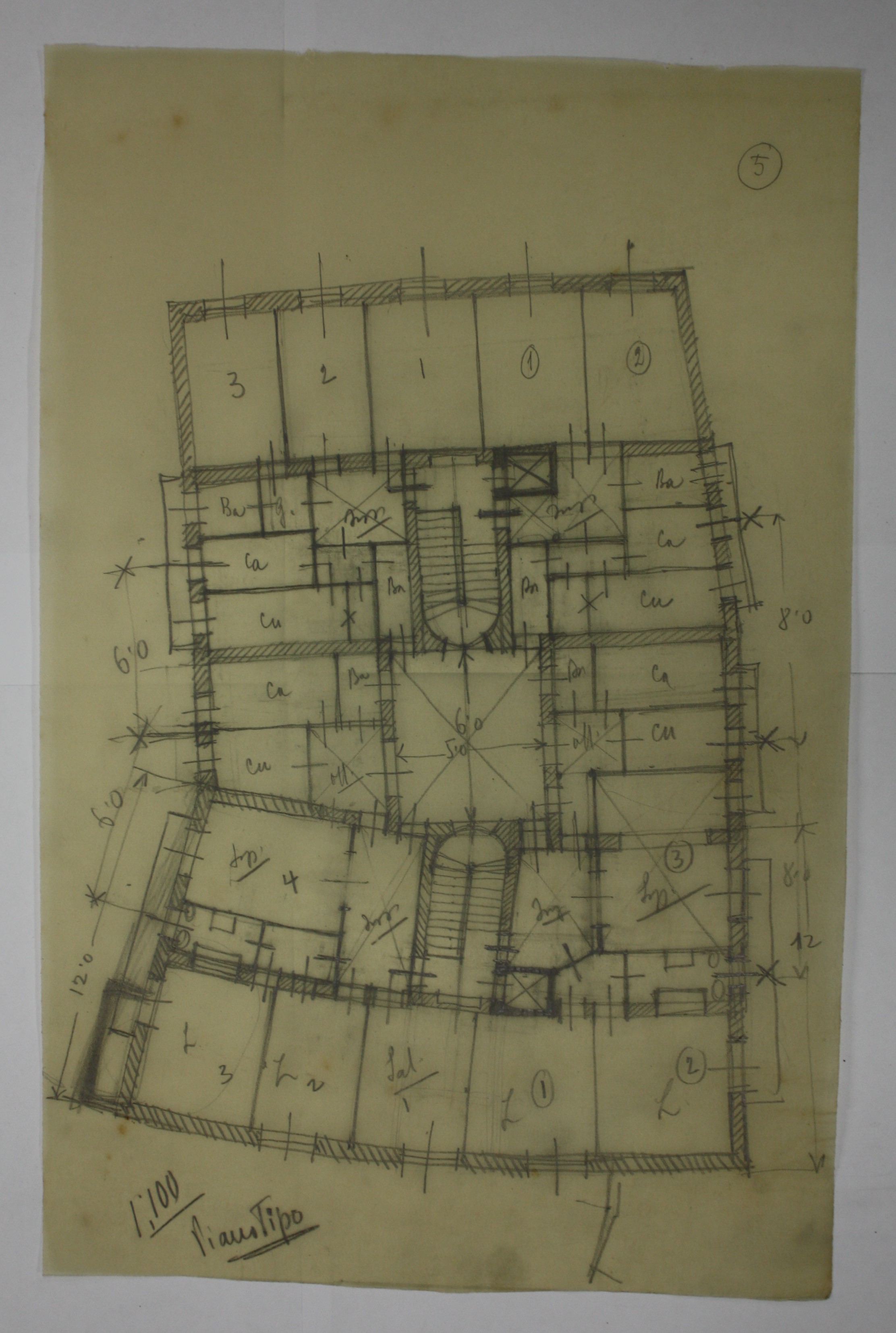 disegno architettonico di Bruno Slocovich (prima metà XX)