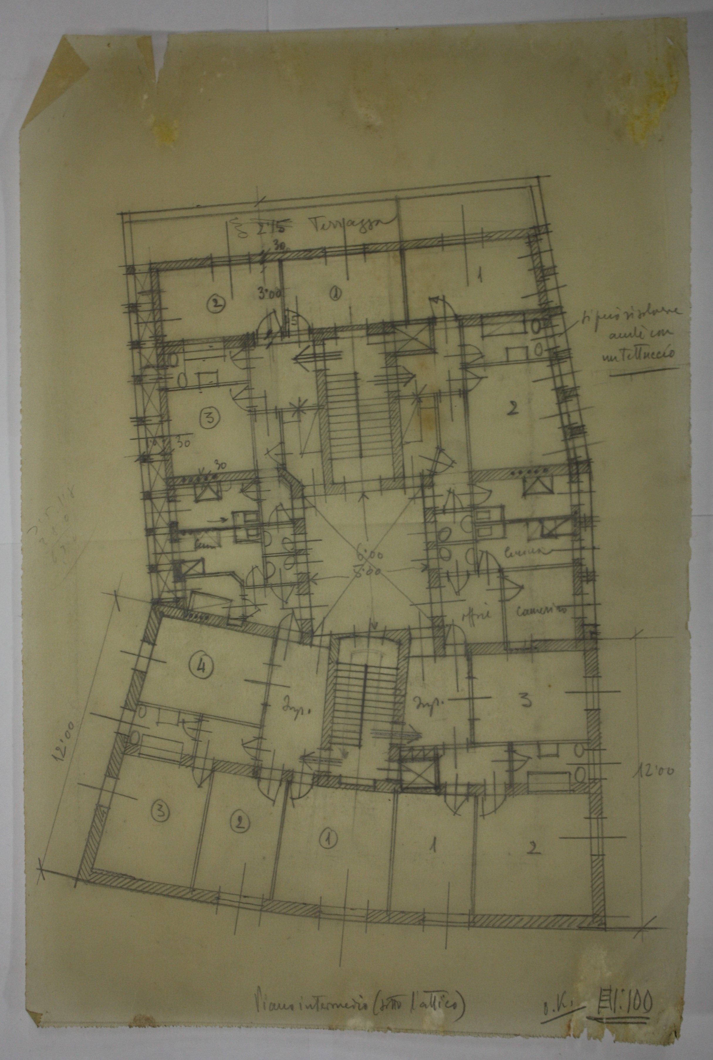 disegno architettonico di Bruno Slocovich (prima metà XX)