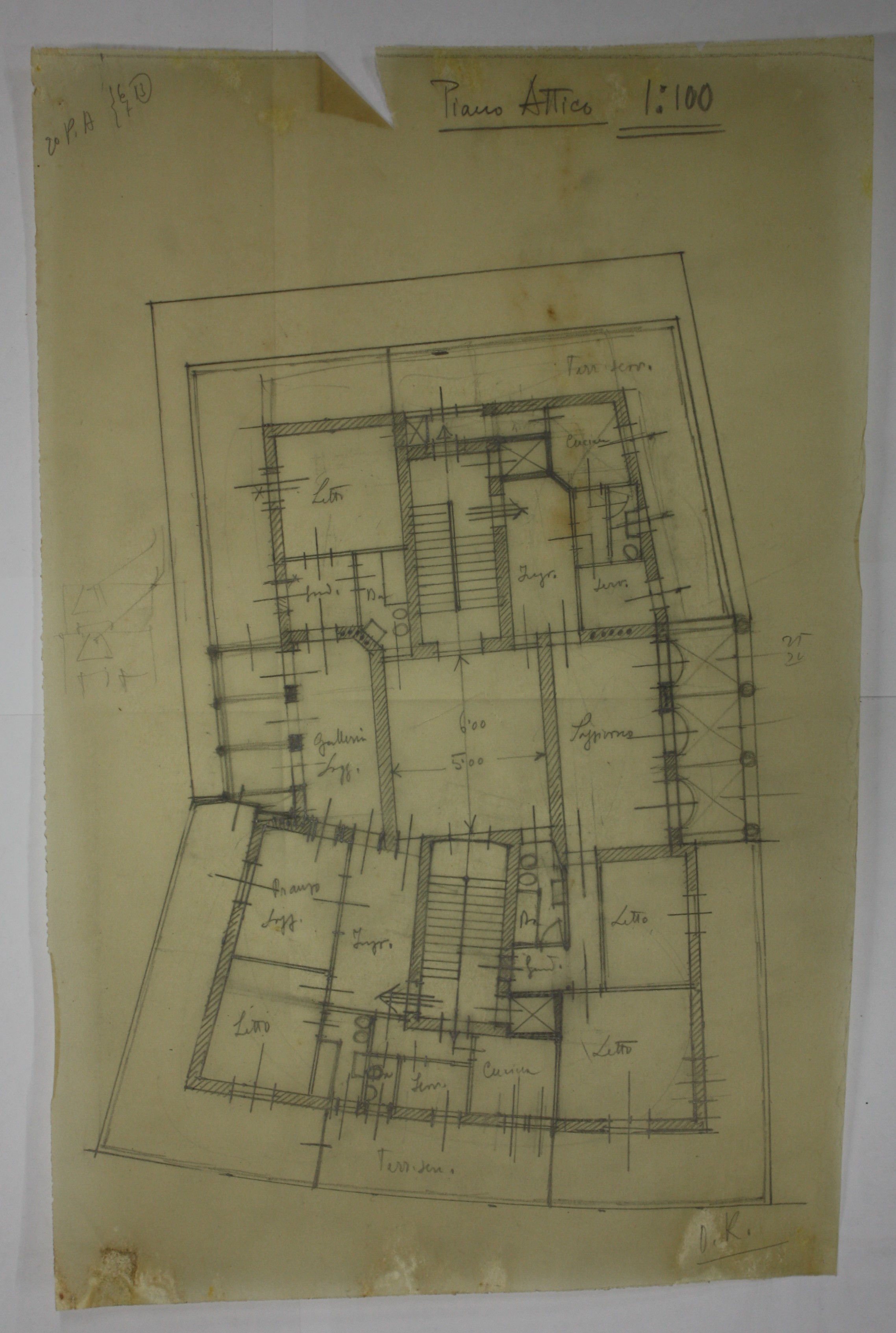 disegno architettonico di Bruno Slocovich (prima metà XX)