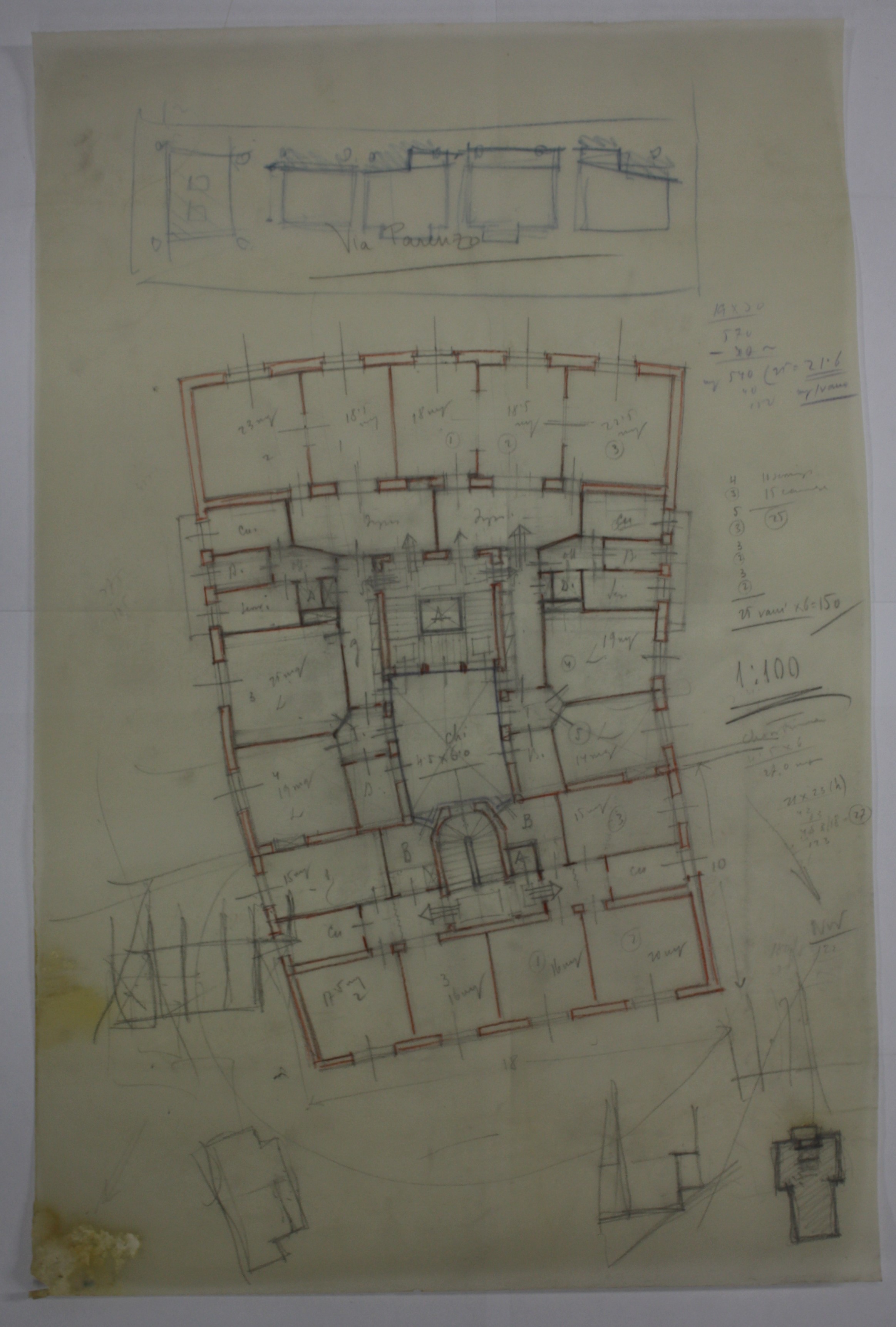 disegno architettonico di Bruno Slocovich (prima metà XX)