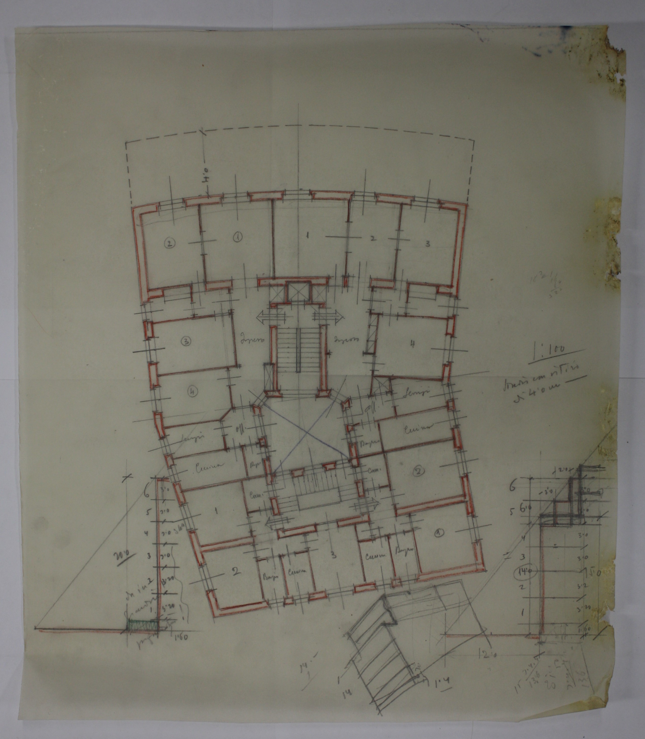 disegno architettonico di Bruno Slocovich (prima metà XX)